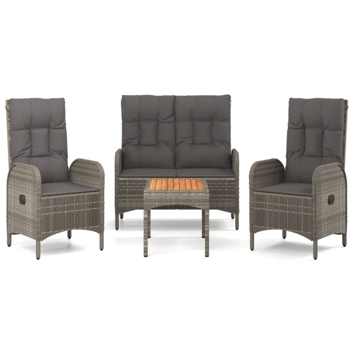 Vidaxl 4 Piece Patio Dining Set With Cushions Gray Poly Rattan