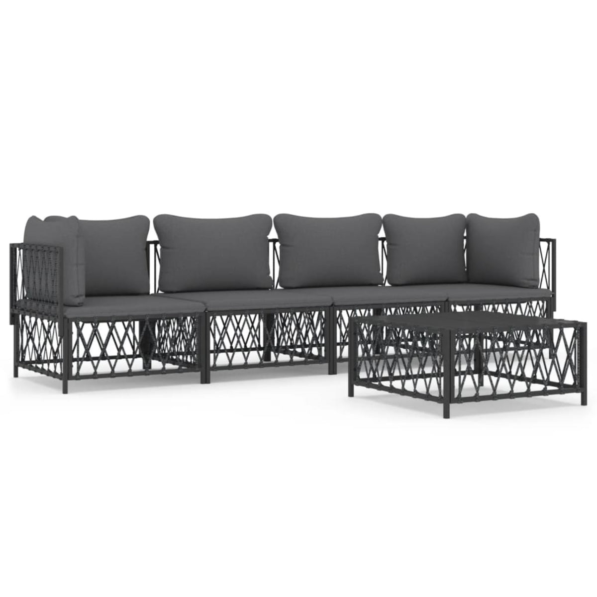 Vidaxl 5 Piece Patio Lounge Set With Cushions Anthracite Steel