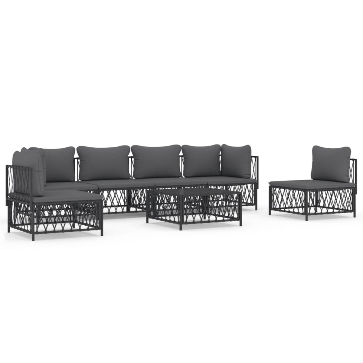 Vidaxl 7 Piece Patio Lounge Set With Cushions Anthracite Steel