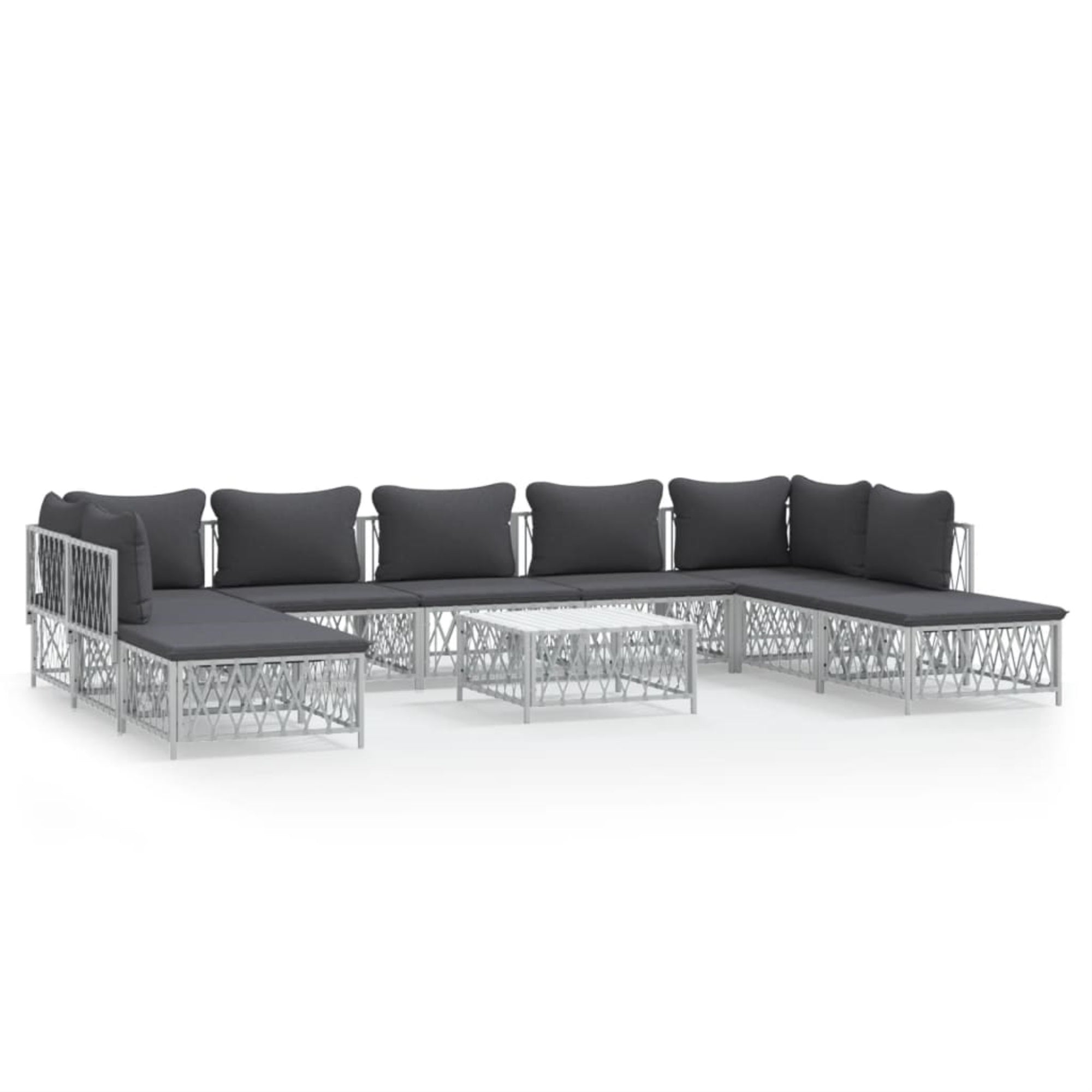 Vidaxl 10 Piece Patio Lounge Set With Cushions White Steel
