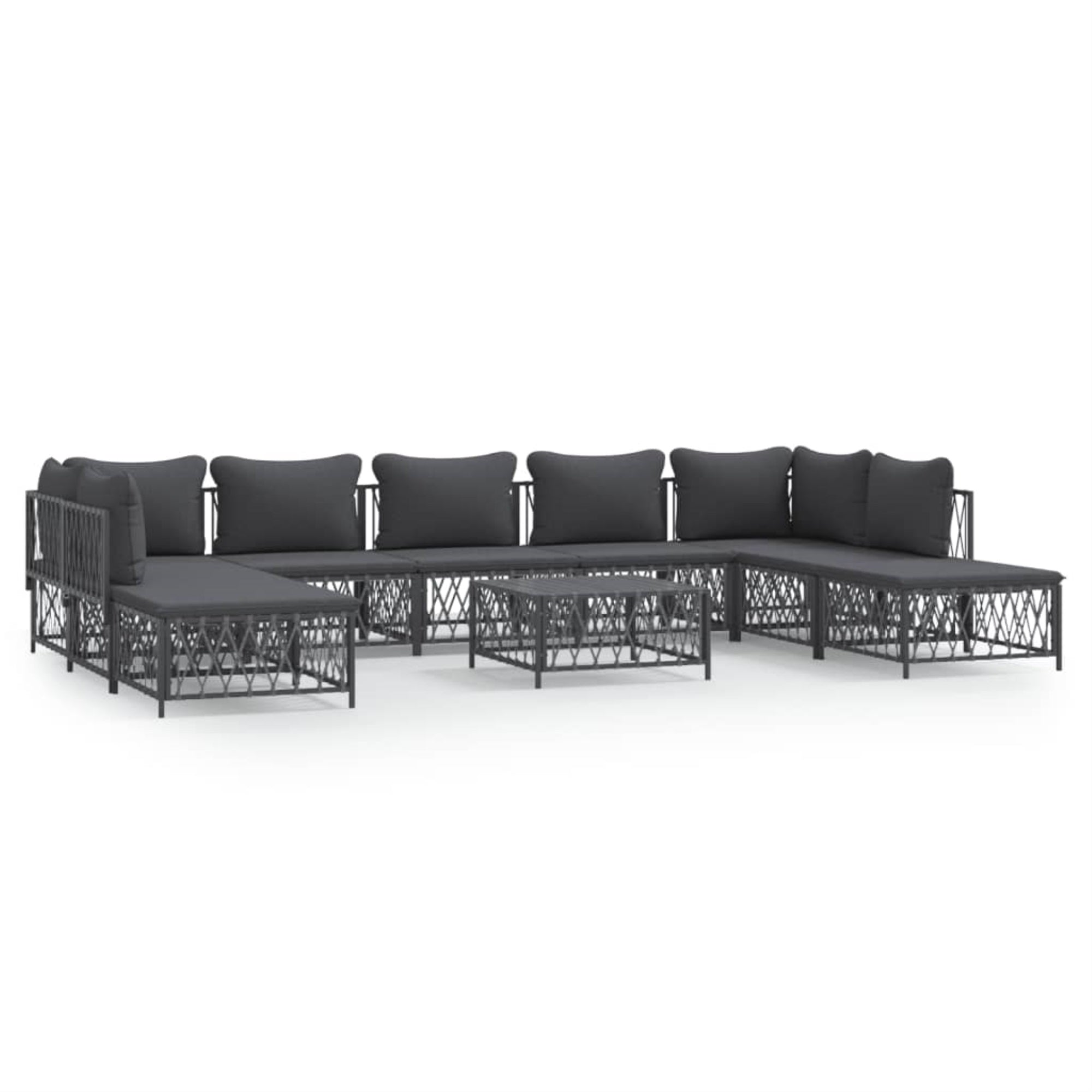 Vidaxl 10 Piece Patio Lounge Set With Cushions Anthracite Steel