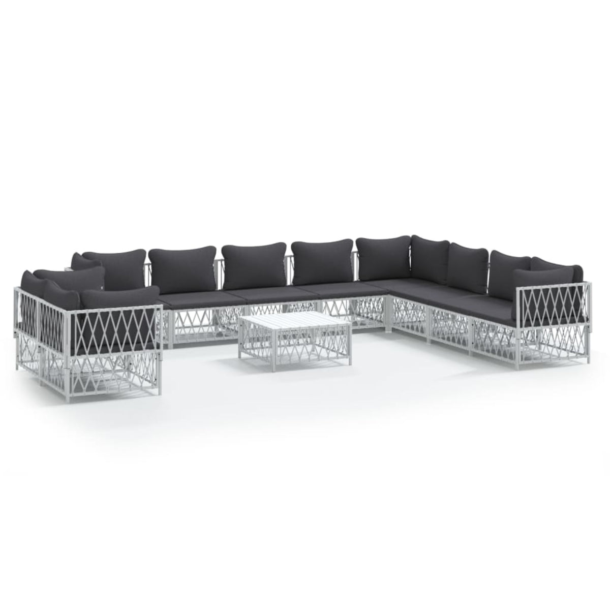 Vidaxl 11 Piece Patio Lounge Set With Cushions White Steel