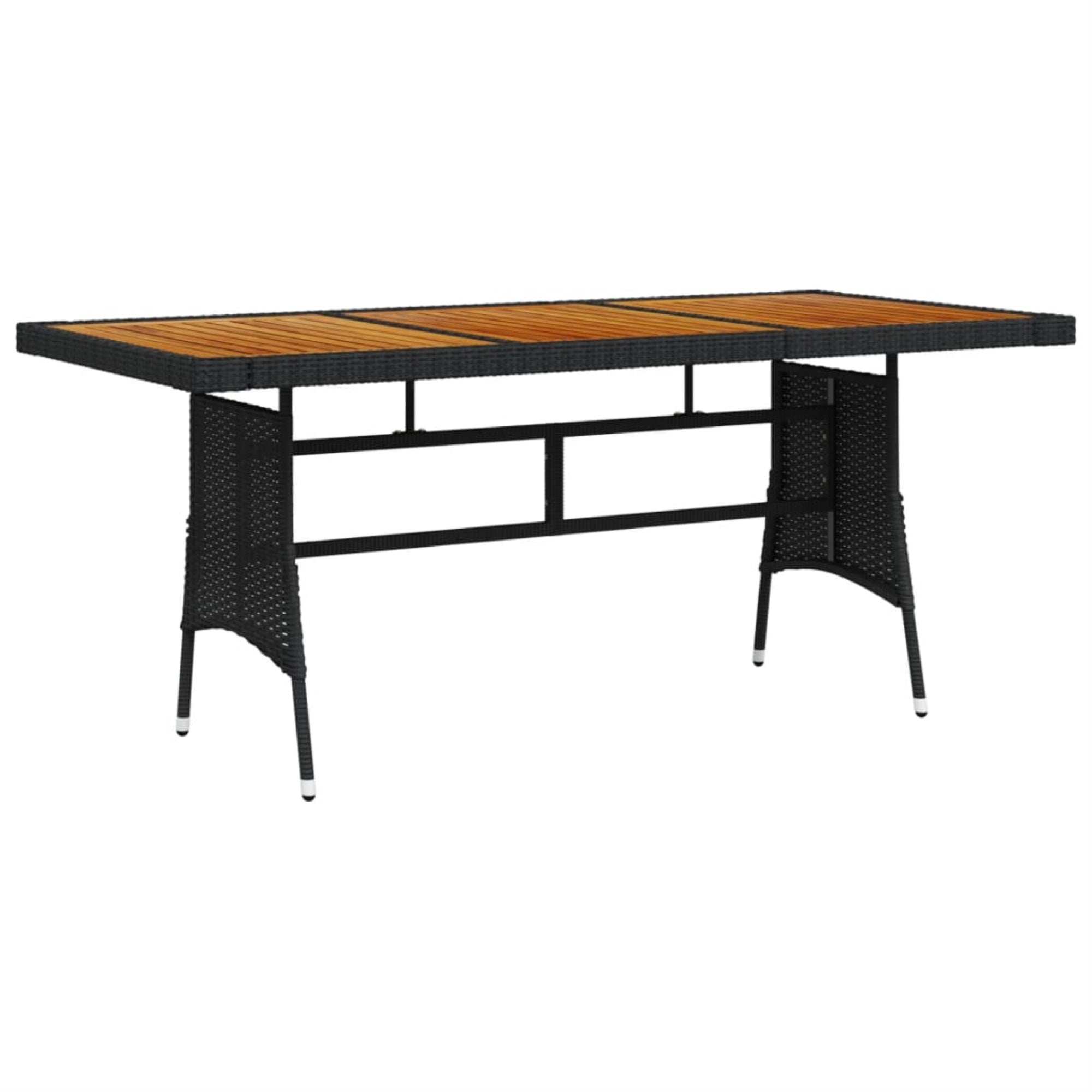 Vidaxl Patio Table Black 63'X27.6'X28.3' Poly Rattan & Solid Acacia Wood