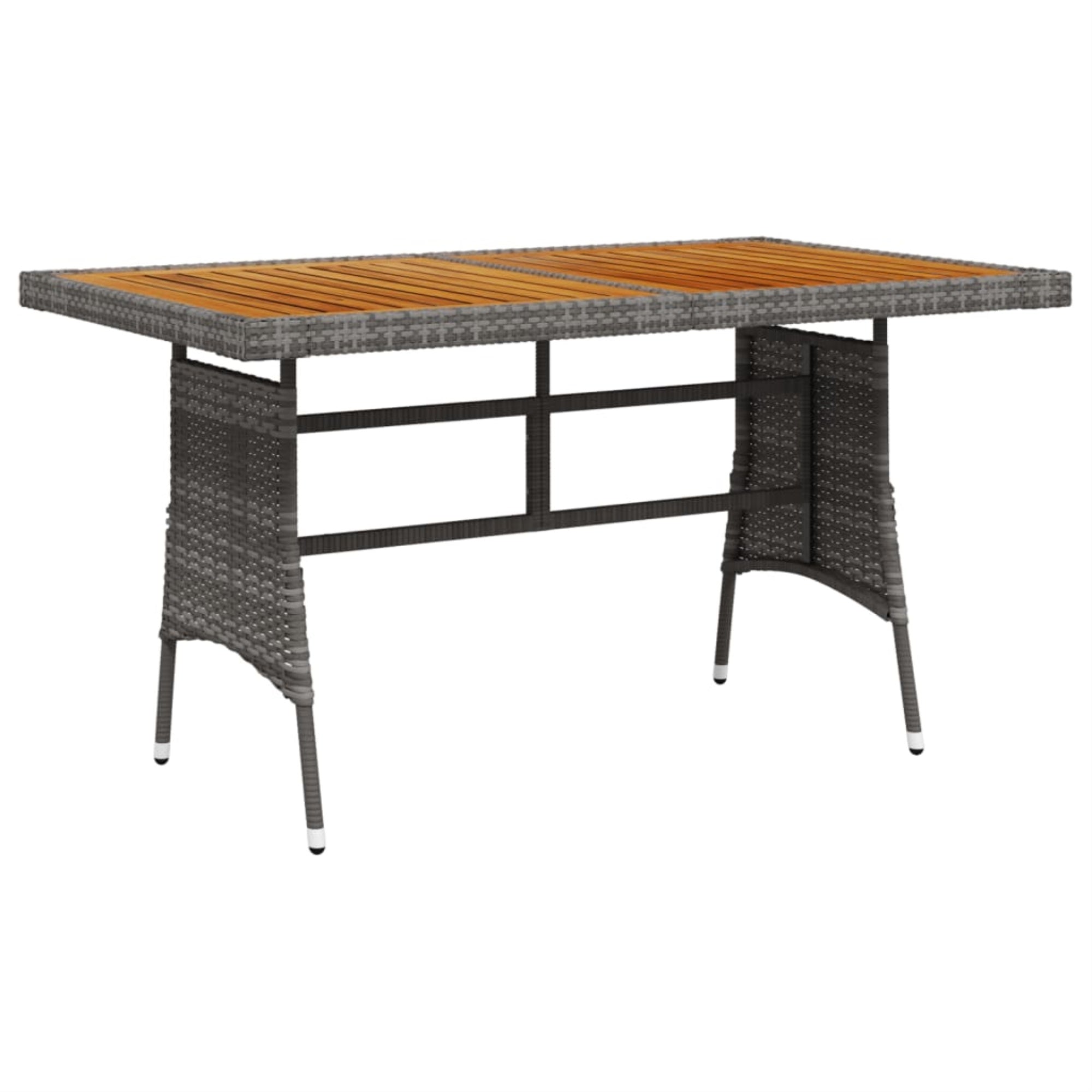 Vidaxl Patio Table Gray 51.2'X27.6'X28.3' Poly Rattan & Solid Acacia Wood