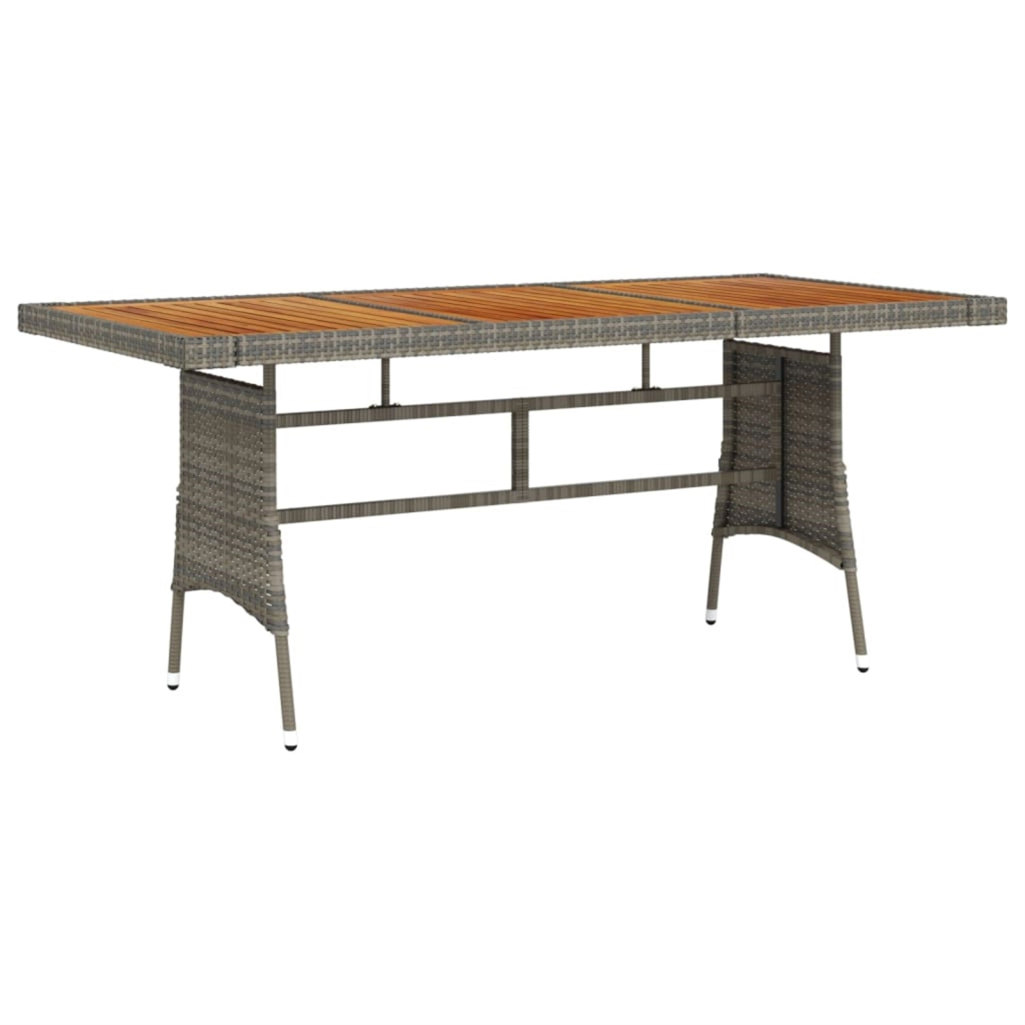 Vidaxl Patio Table Gray 63'X27.6'X28.3' Poly Rattan & Solid Acacia Wood