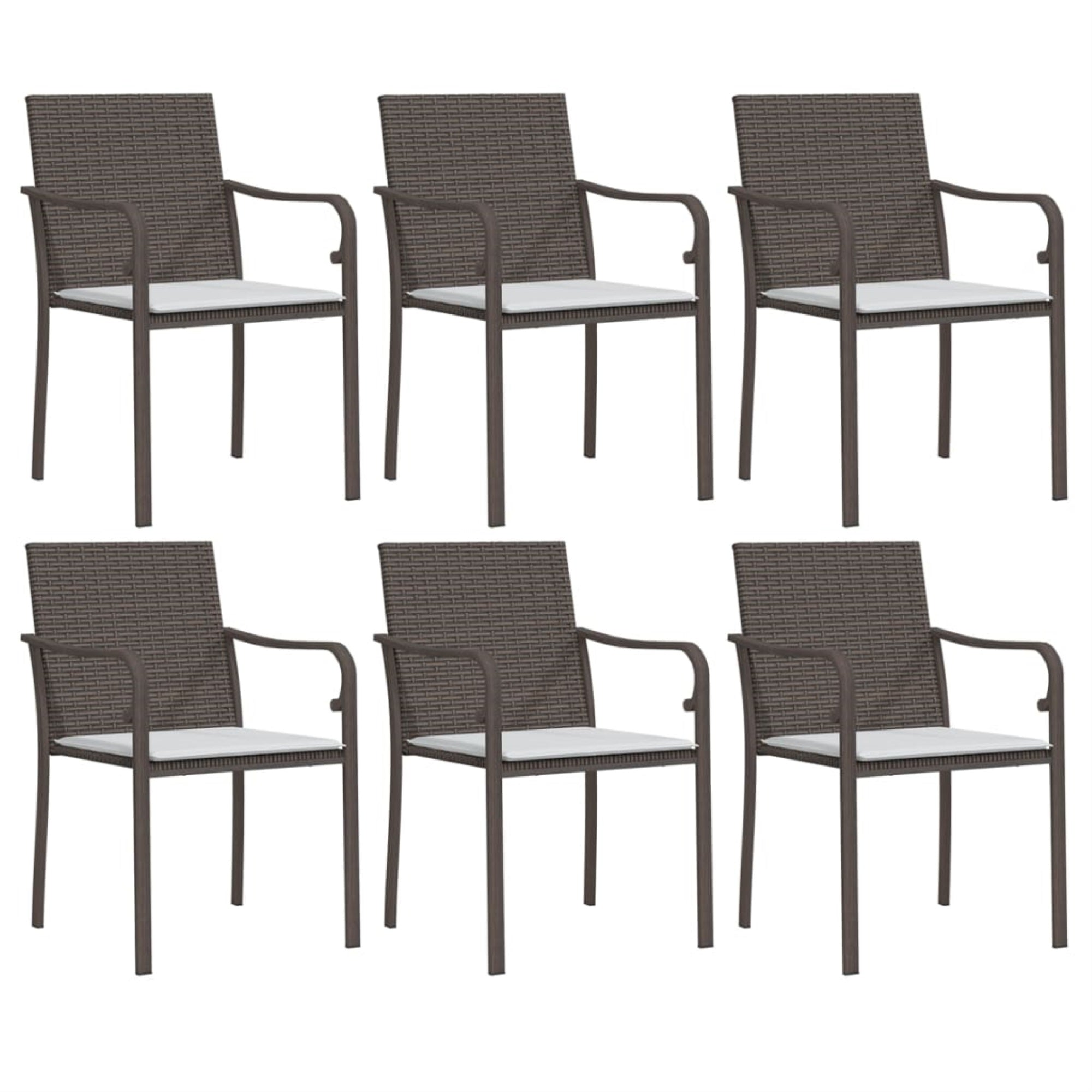 Vidaxl Patio Chairs With Cushions 6 Pcs Brown 22'X23.2'X33.1' Poly Rattan