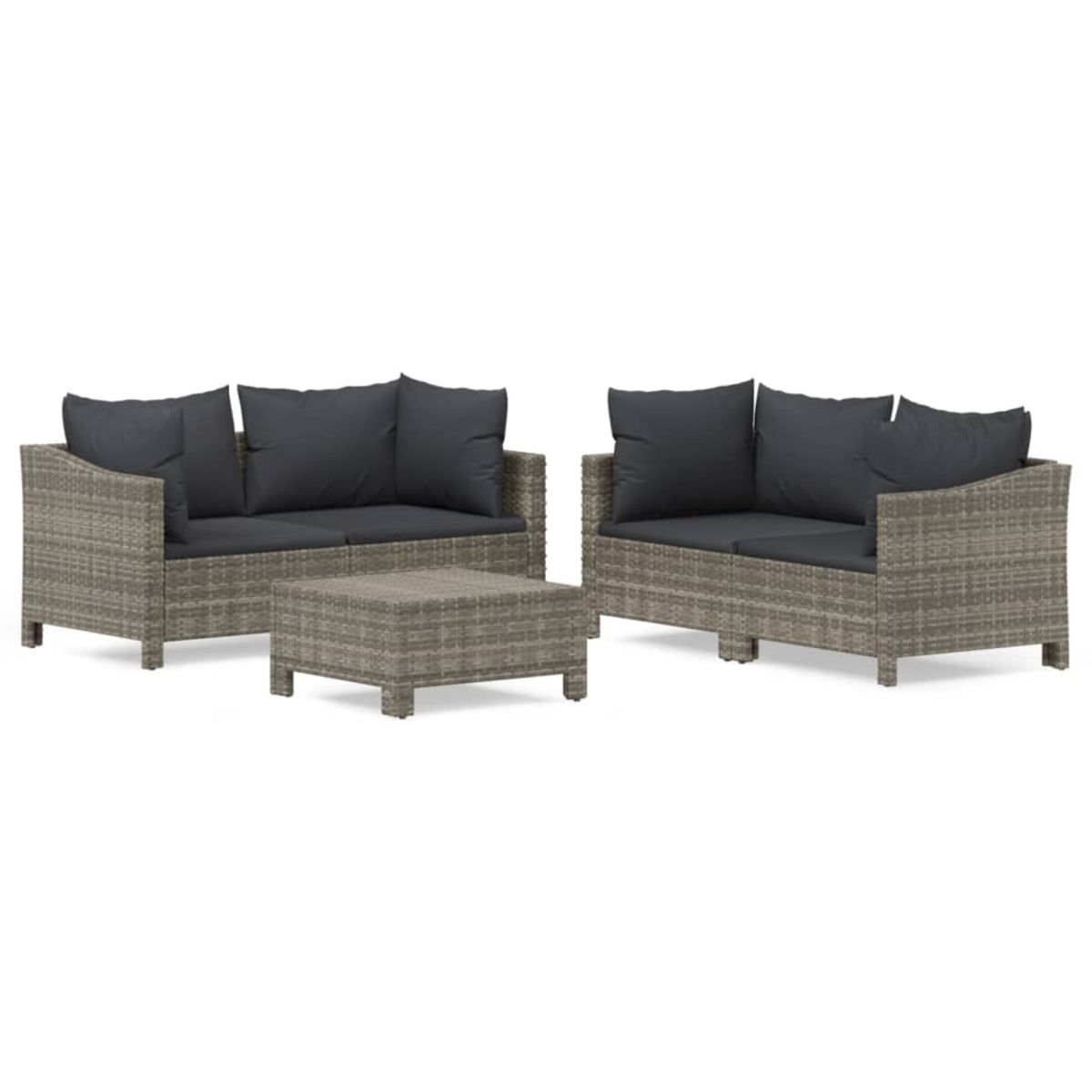 Vidaxl 5 Piece Patio Lounge Set With Cushions Gray Poly Rattan