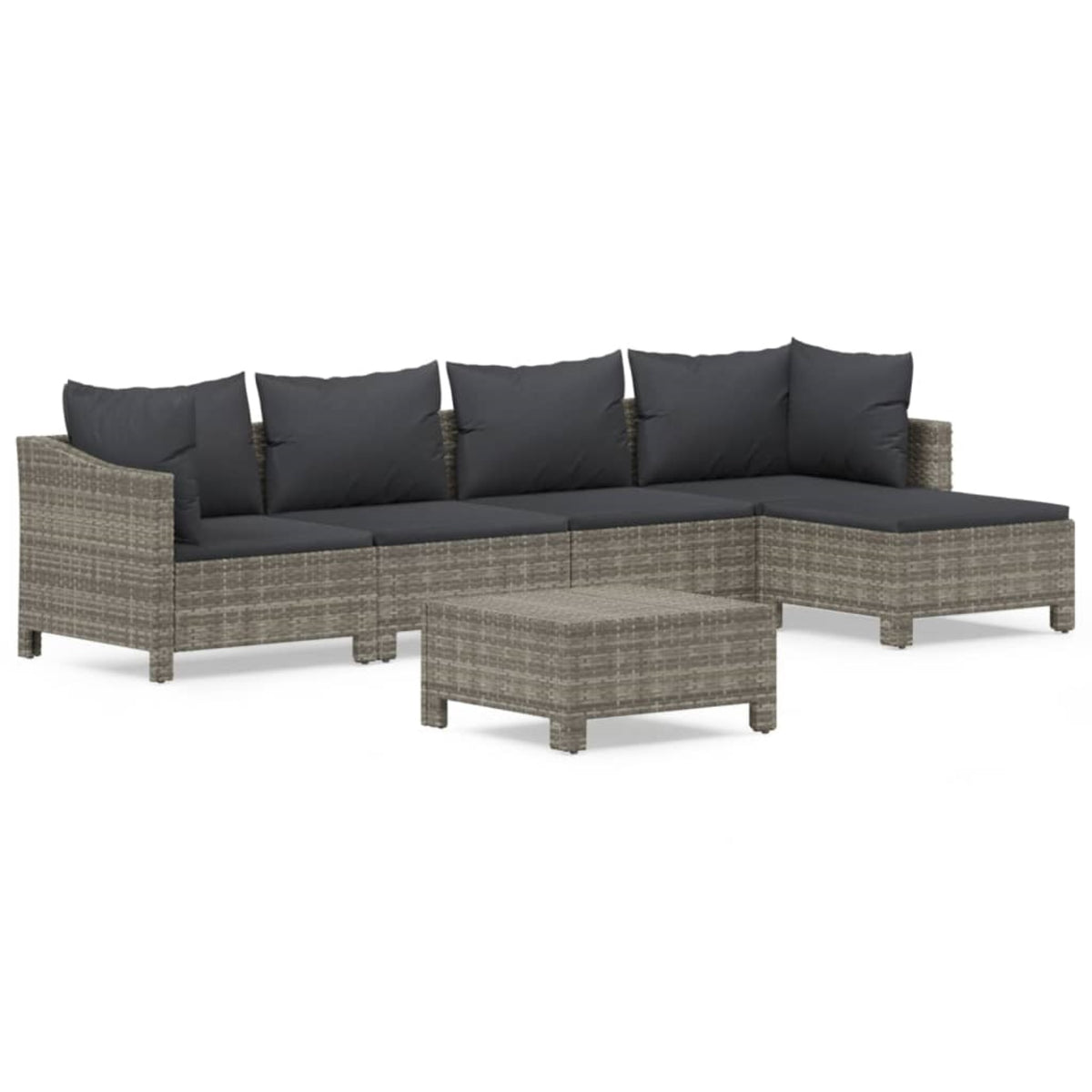 Vidaxl 6 Piece Patio Lounge Set With Cushions Gray Poly Rattan