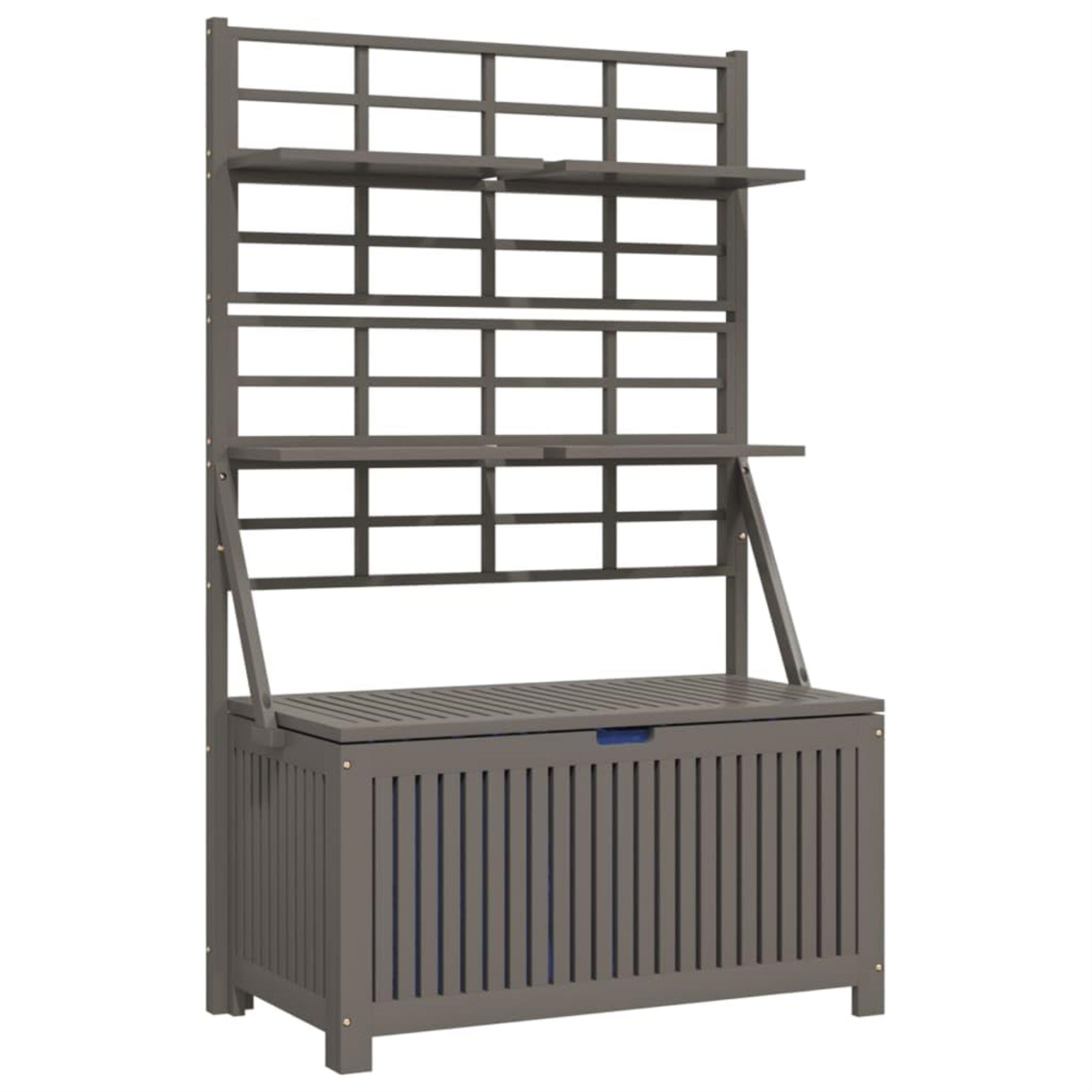 Vidaxl Storage Box With Trellis Gray 39'X19.7'X63' Solid Wood Acacia