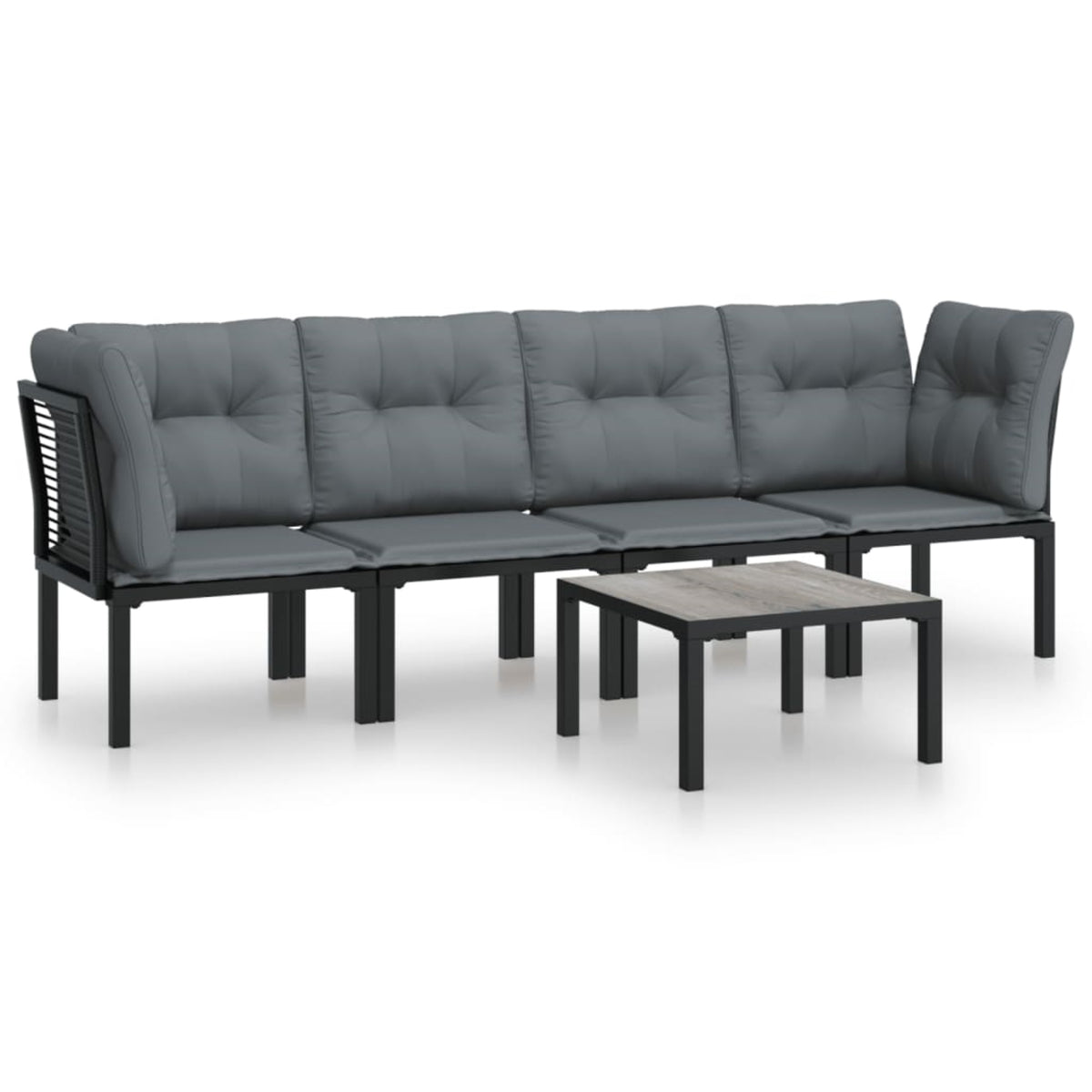 Vidaxl 5 Piece Patio Lounge Set Black And Gray Poly Rattan