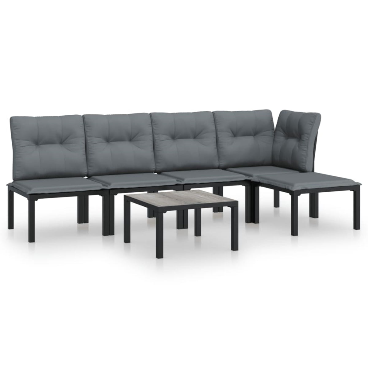 Vidaxl 6 Piece Patio Lounge Set Black And Gray Poly Rattan