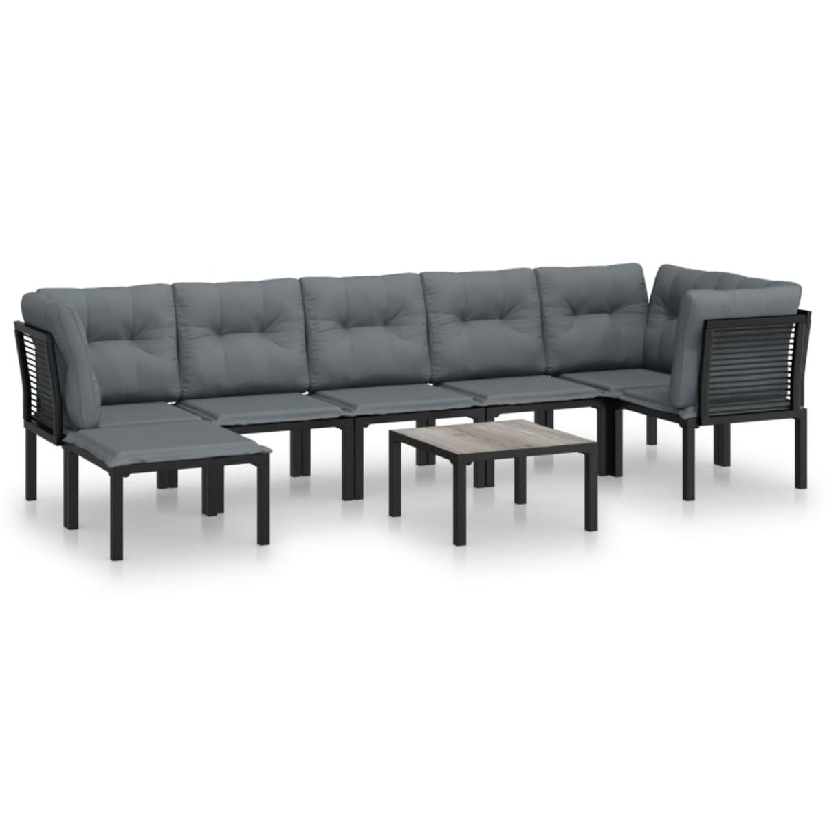 Vidaxl 8 Piece Patio Lounge Set Black And Gray Poly Rattan