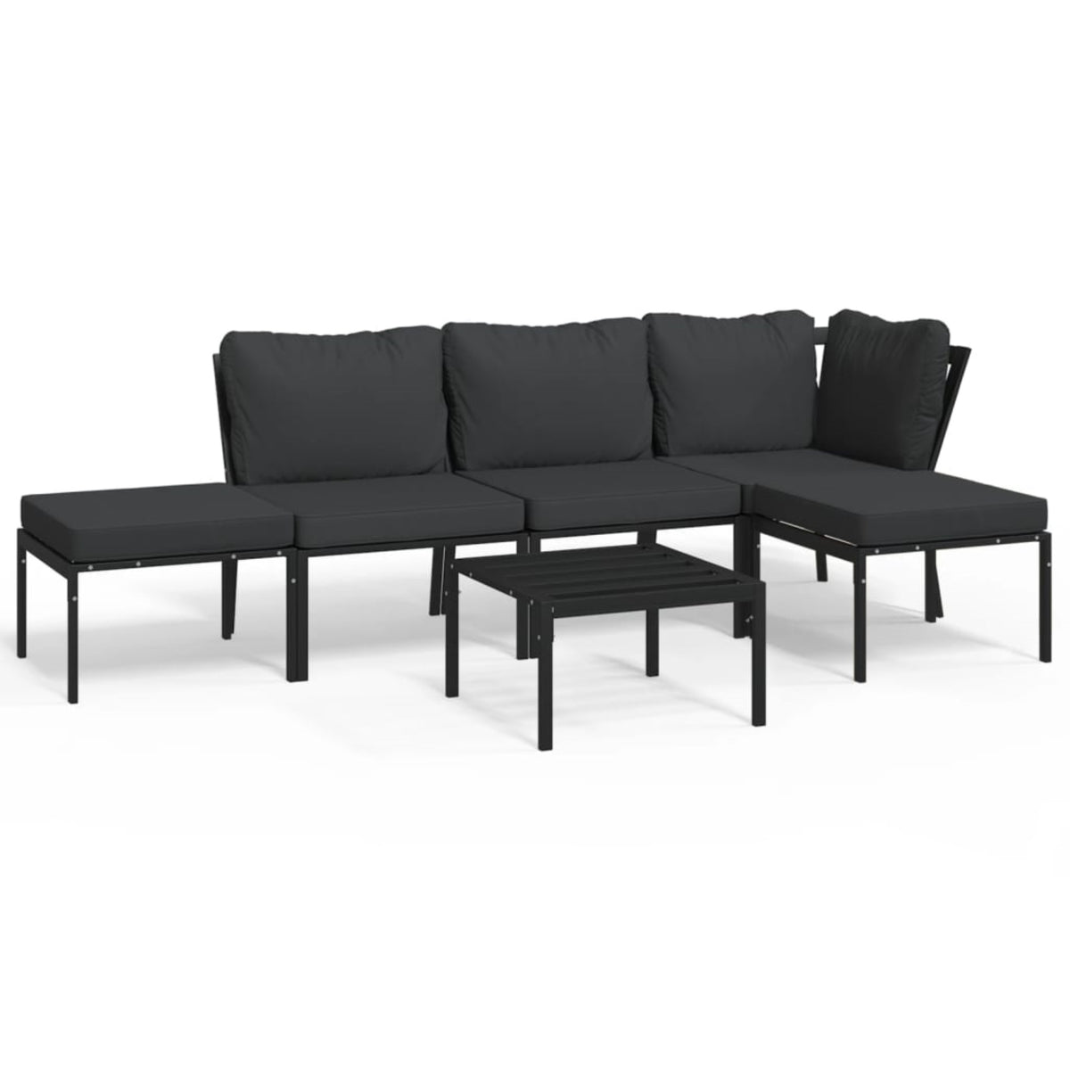 Vidaxl 6 Piece Patio Lounge Set With Gray Cushions Steel