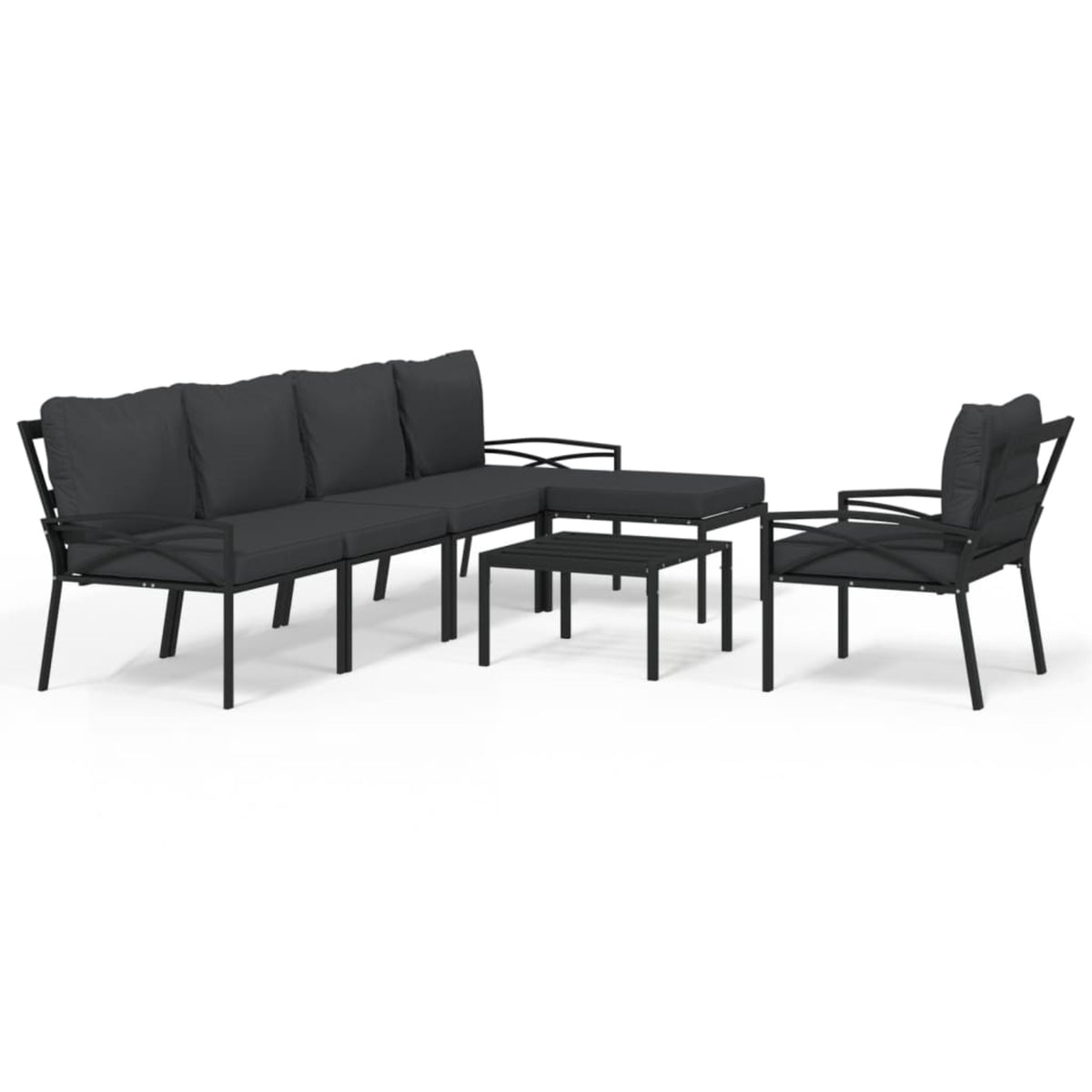 Vidaxl 7 Piece Patio Lounge Set With Gray Cushions Steel