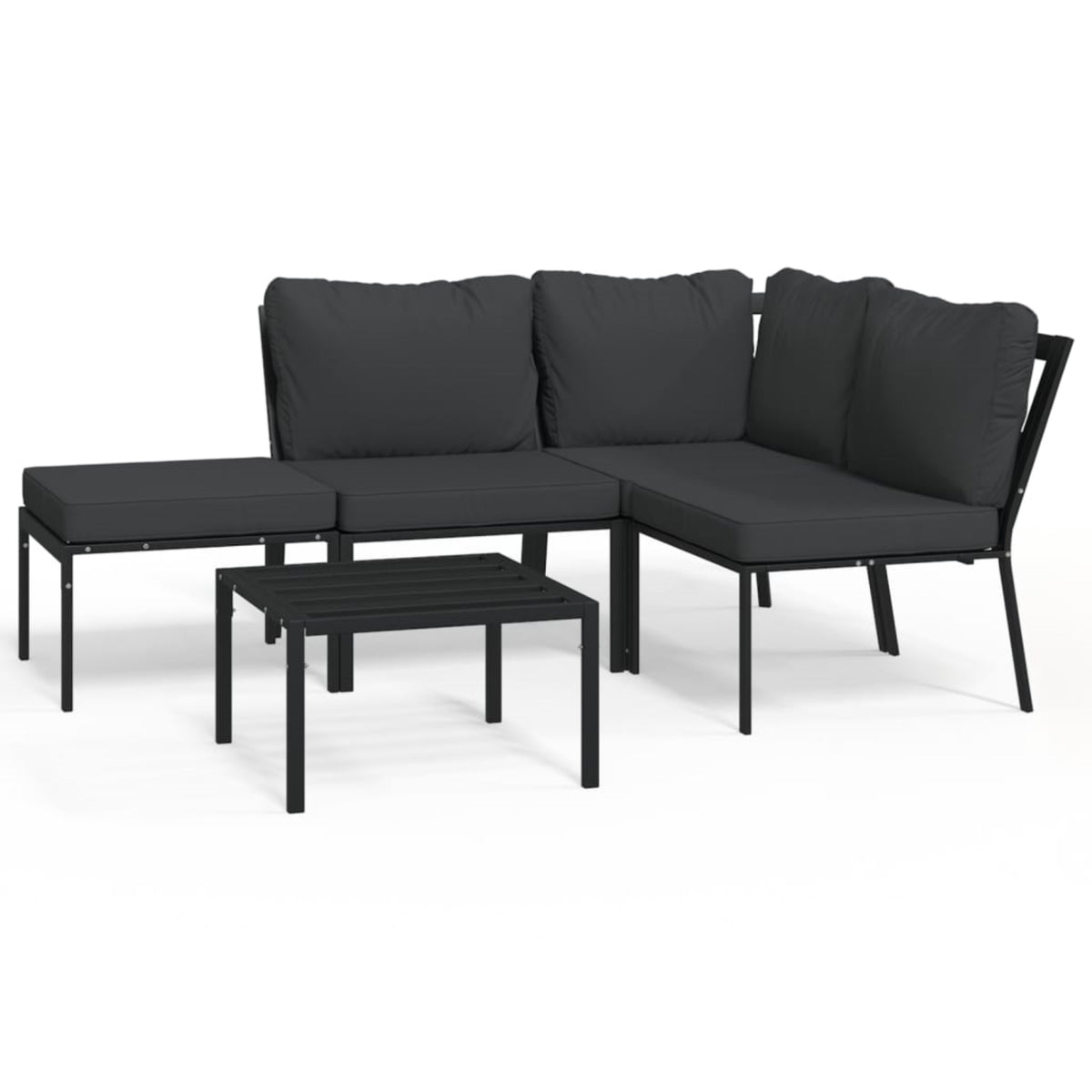 Vidaxl 5 Piece Patio Lounge Set With Gray Cushions Steel