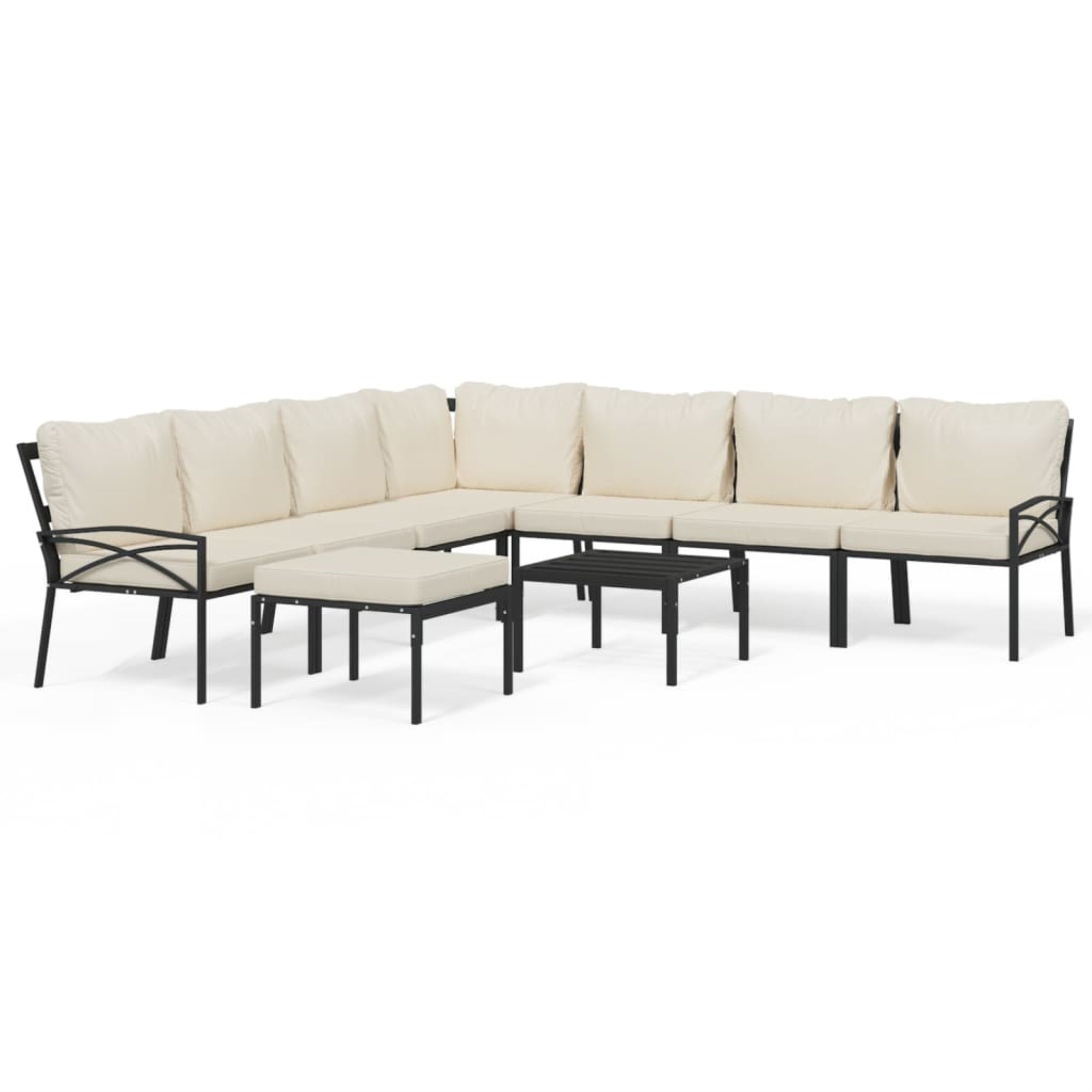 Vidaxl 9 Piece Patio Lounge Set With Sand Cushions Steel