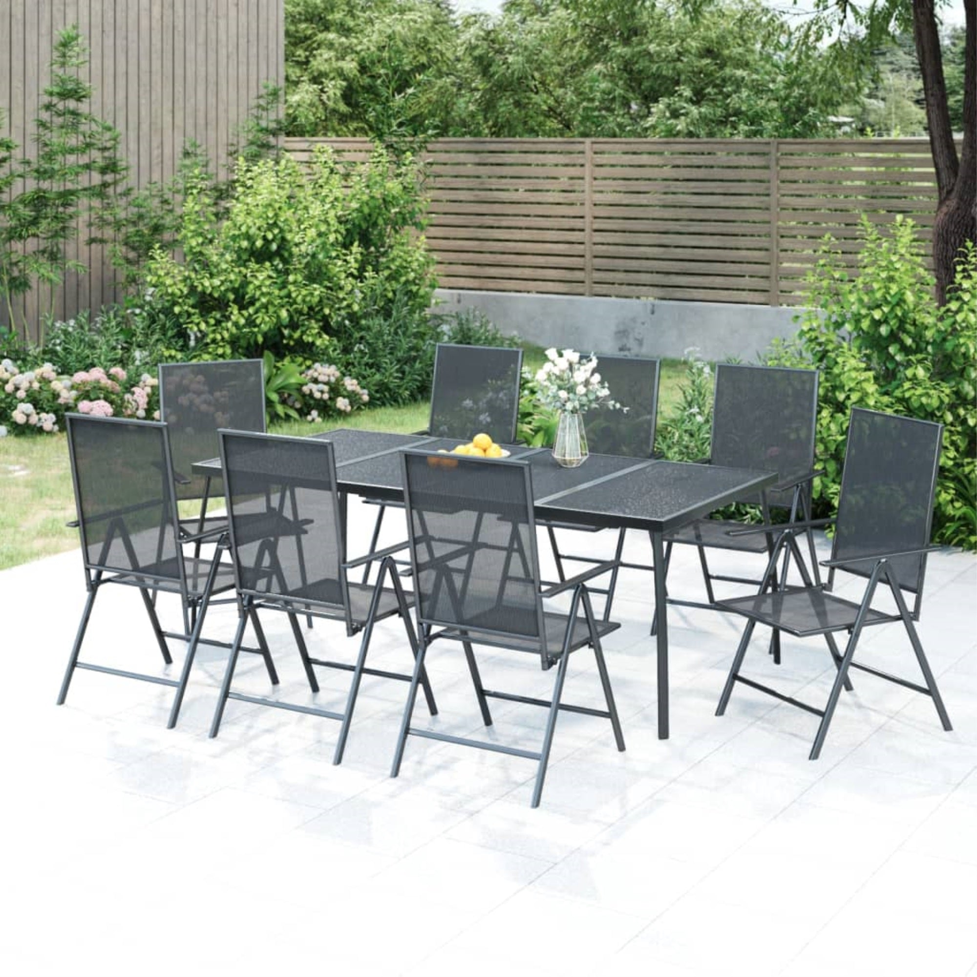 vidaXL 9 Piece Patio Dining Set Anthracite Steel