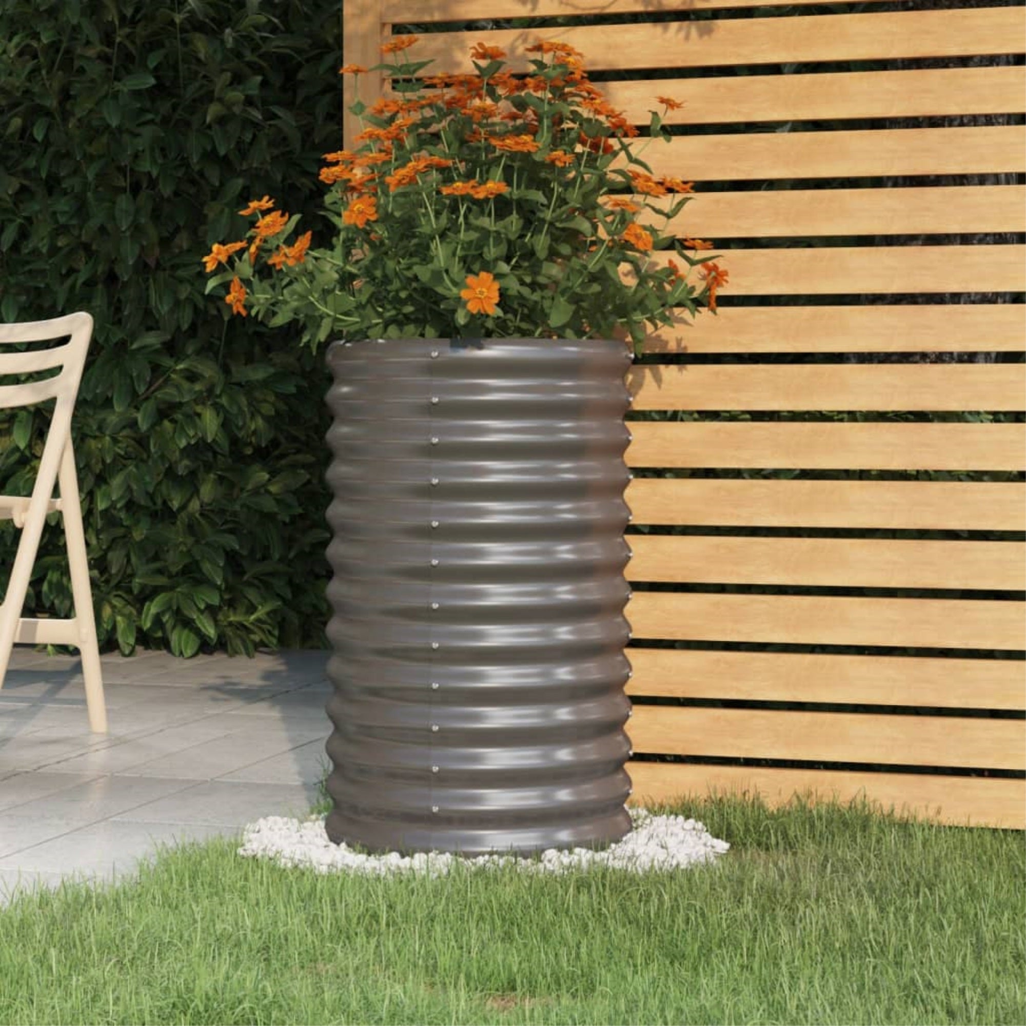 Vidaxl Garden Planter Powder-Coated Steel 15.7'X15.7'X26.8' Gray