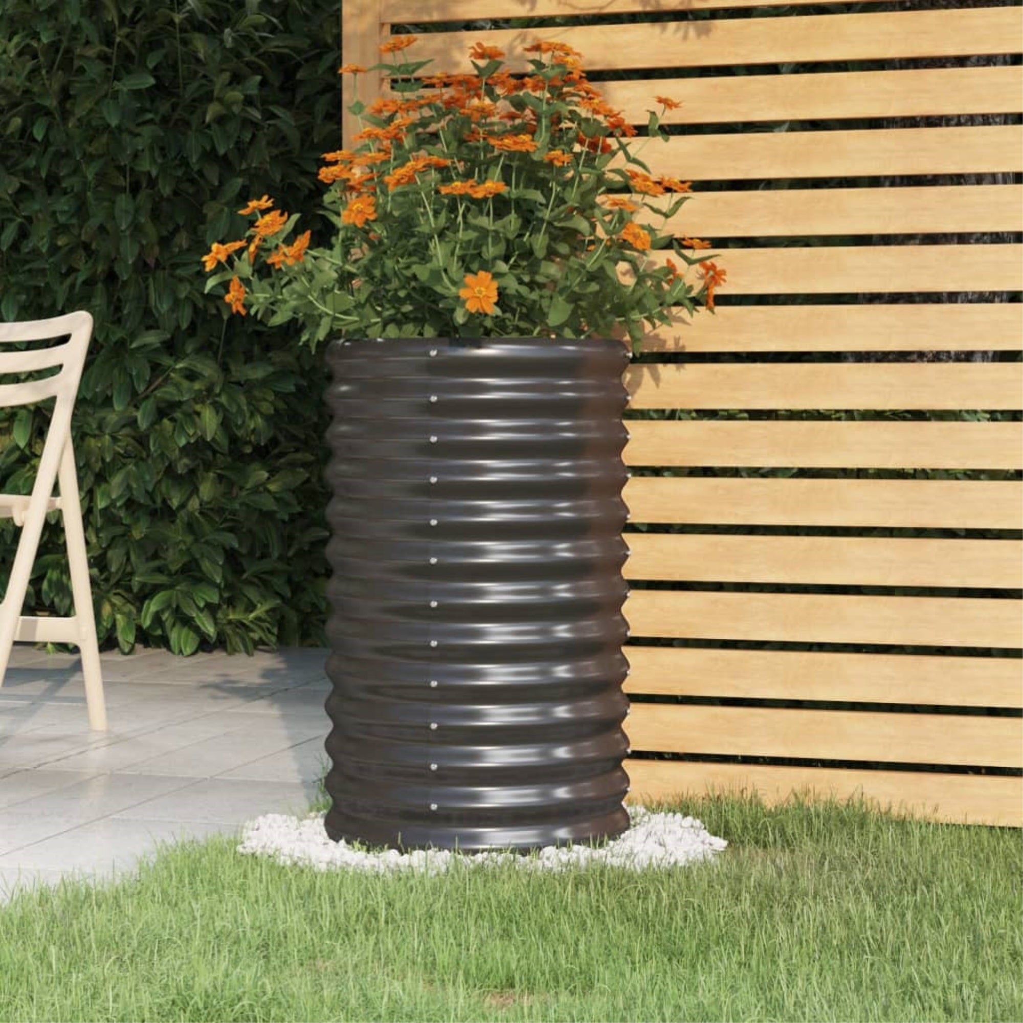 Vidaxl Garden Planter Powder-Coated Steel 15.7'X15.7'X26.8' Anthracite