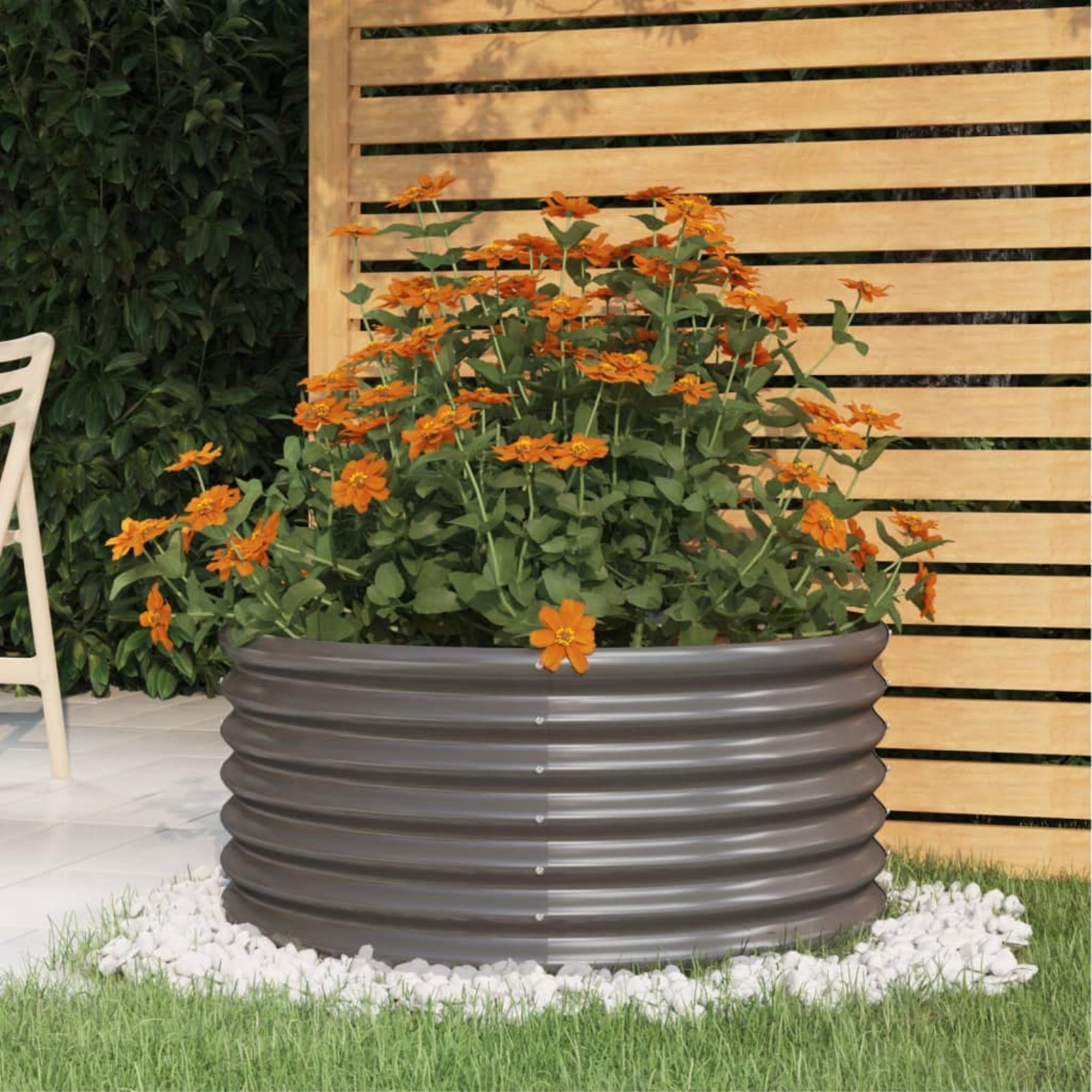 Vidaxl Garden Planter Powder-Coated Steel 31.5'X31.5'X14.2' Gray