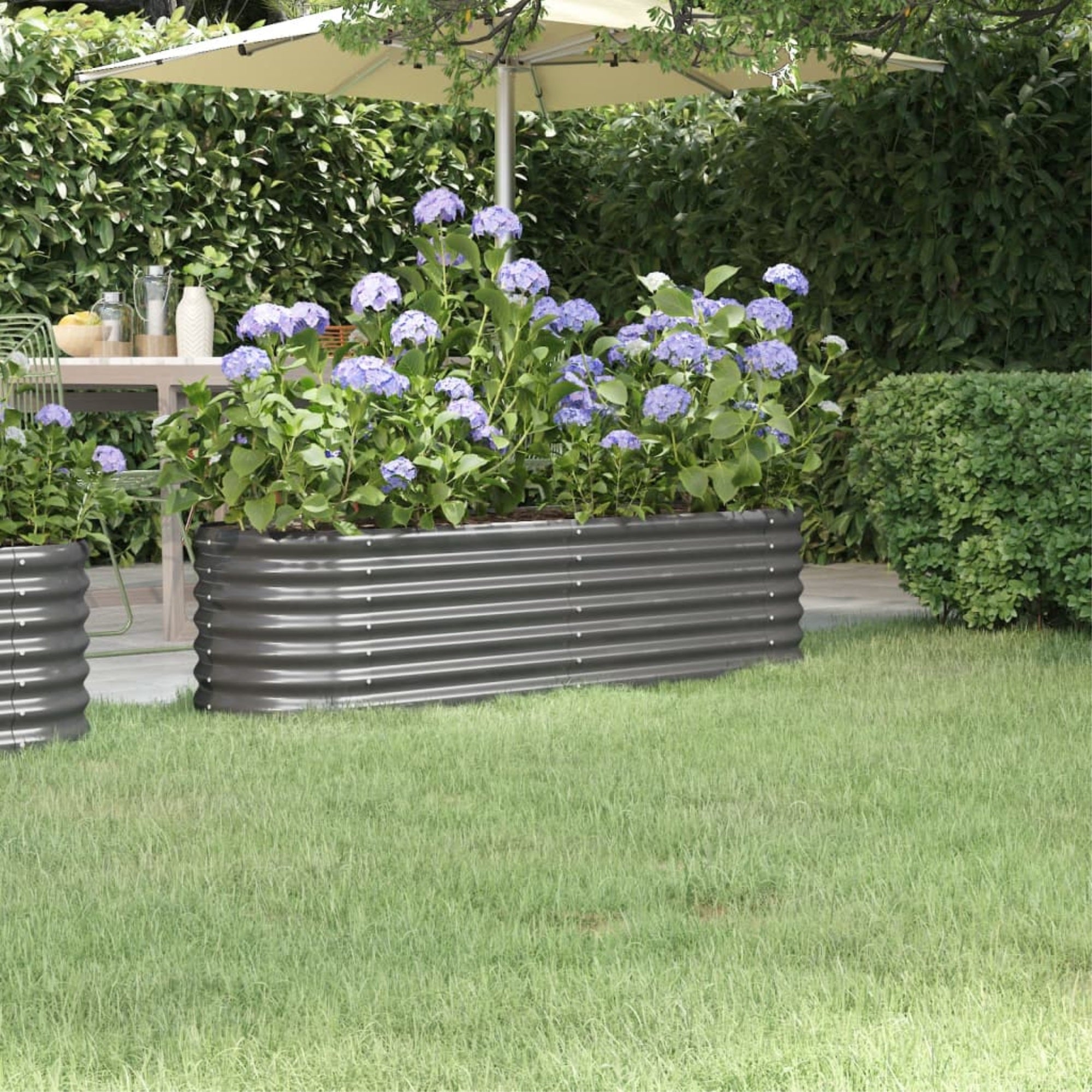Vidaxl Garden Raised Bed Powder-Coated Steel 59.8'X15.7'X14.2' Gray