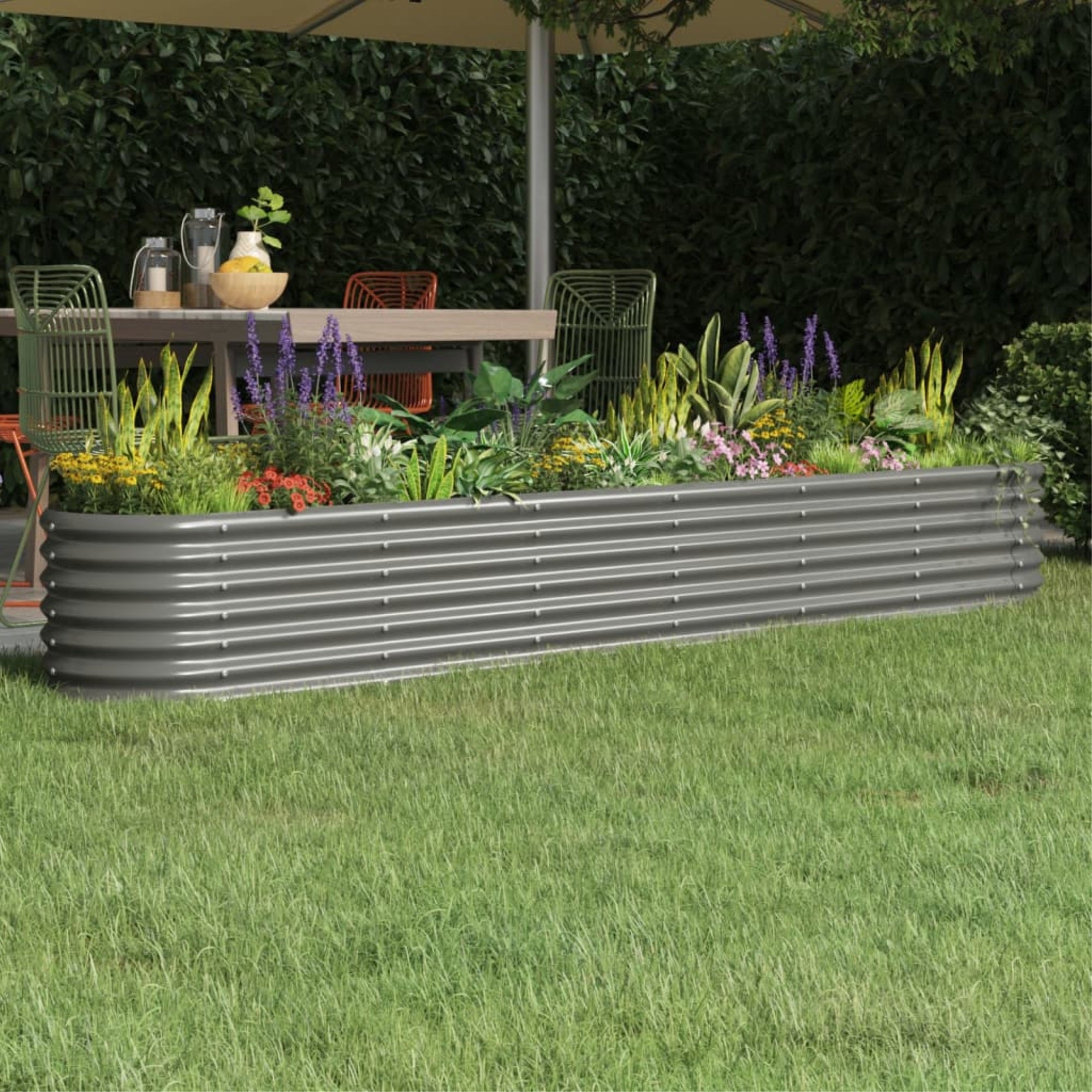 Vidaxl Patio Raised Bed Powder-Coated Steel 102.4'X15.7'X14.2' Gray