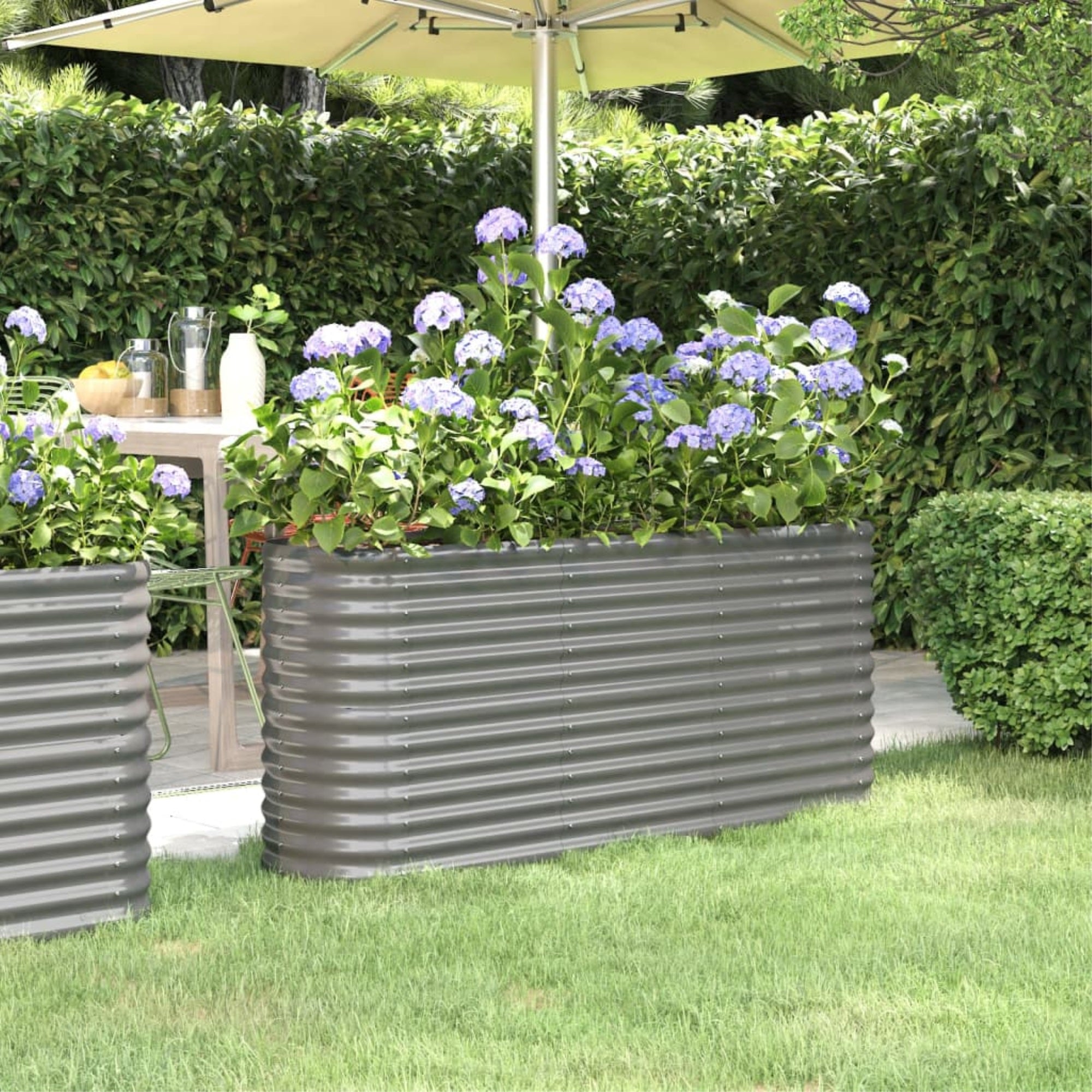 Vidaxl Garden Raised Bed Powder-Coated Steel 59.8'X15.7'X26.8' Gray