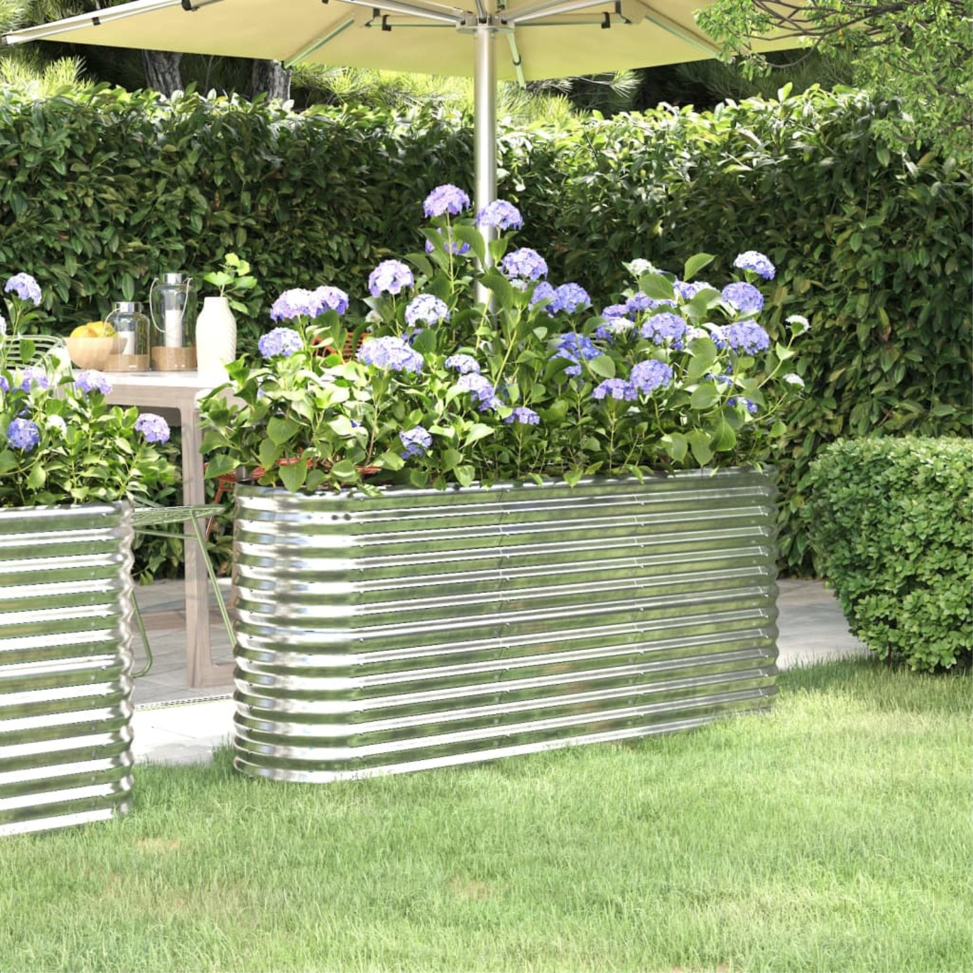 Vidaxl Garden Raised Bed Powder-Coated Steel 59.8'X15.7'X26.8' Silver