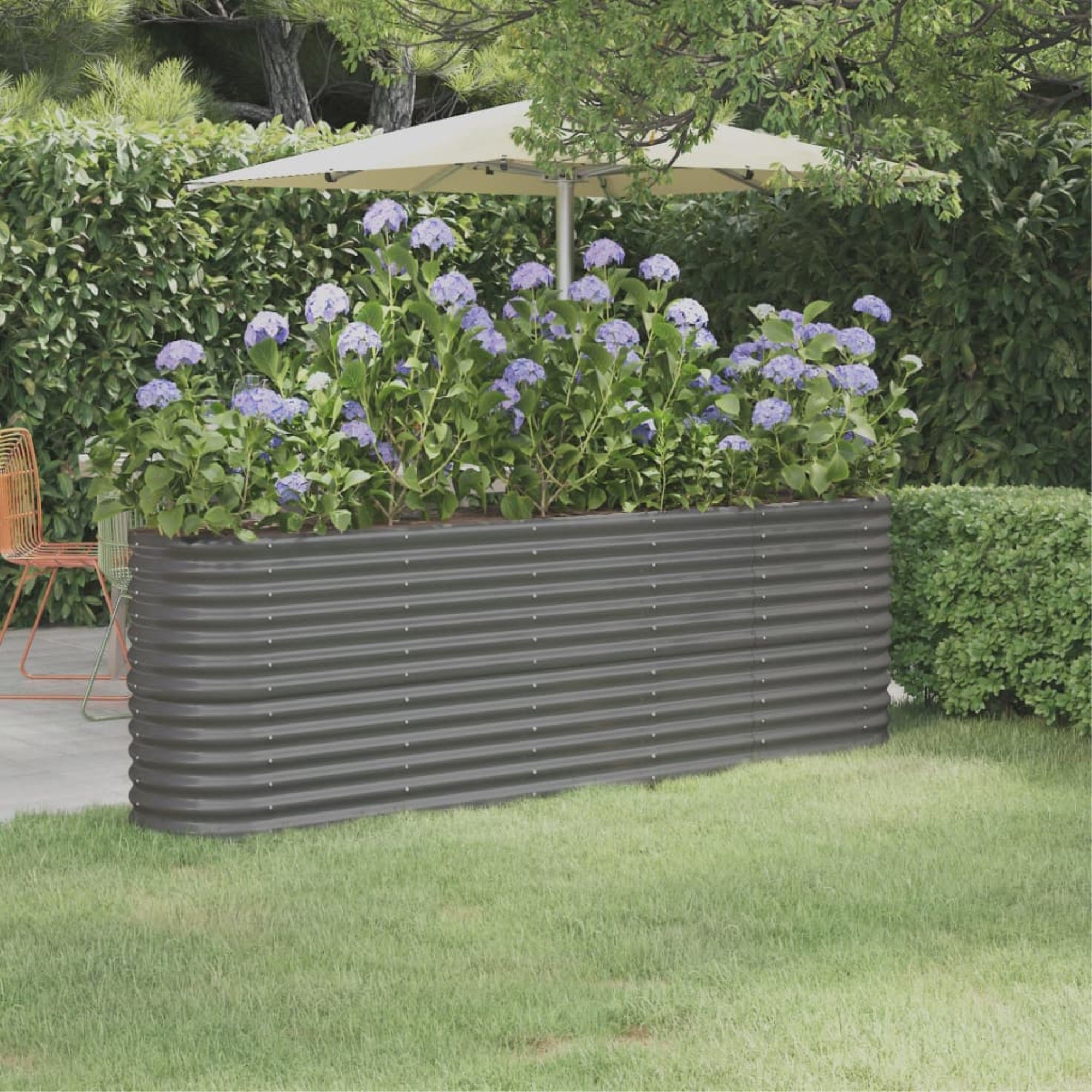 Vidaxl Garden Raised Bed Powder-Coated Steel 88.2'X15.7'X26.8' Gray