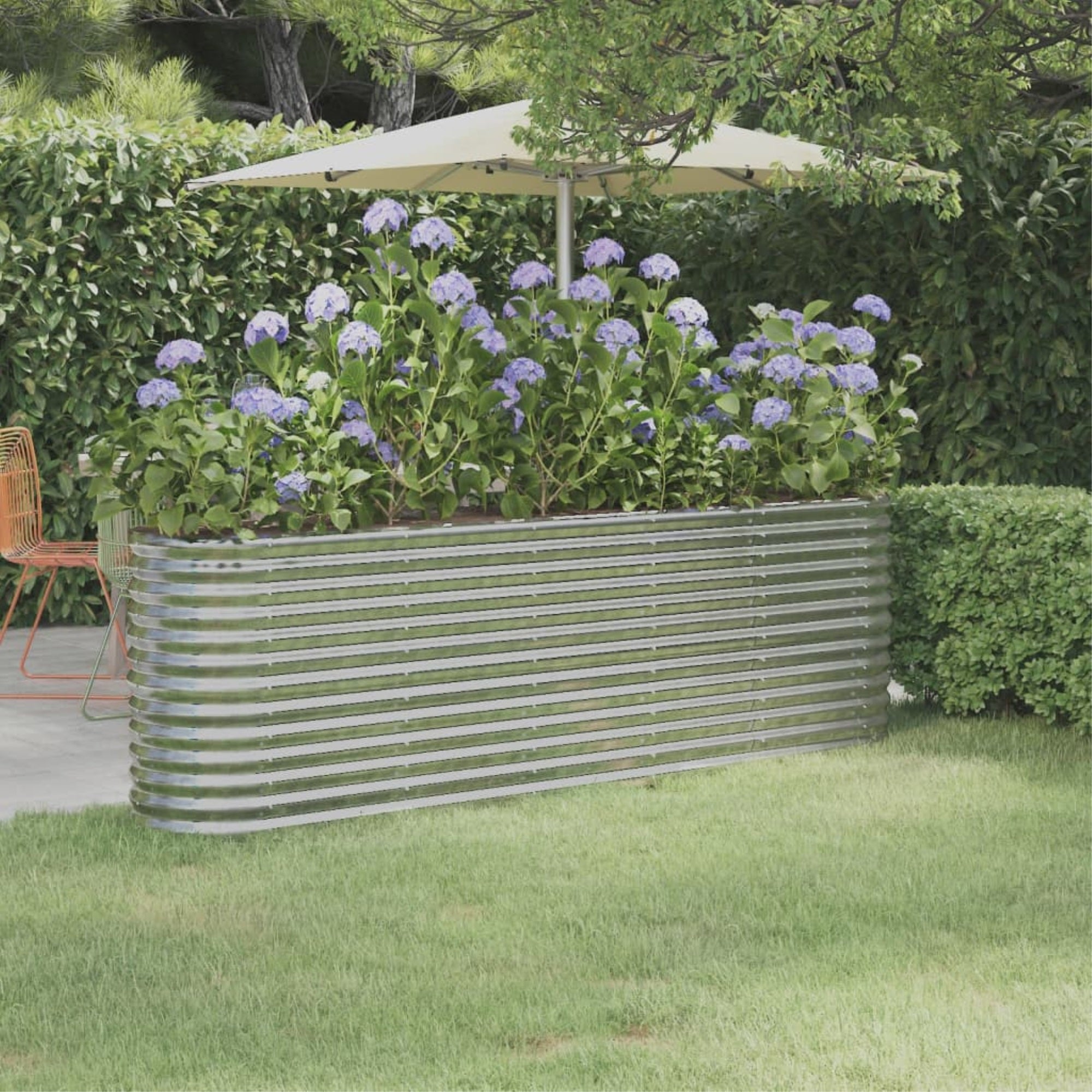 Vidaxl Garden Raised Bed Powder-Coated Steel 88.2'X15.7'X26.8' Silver