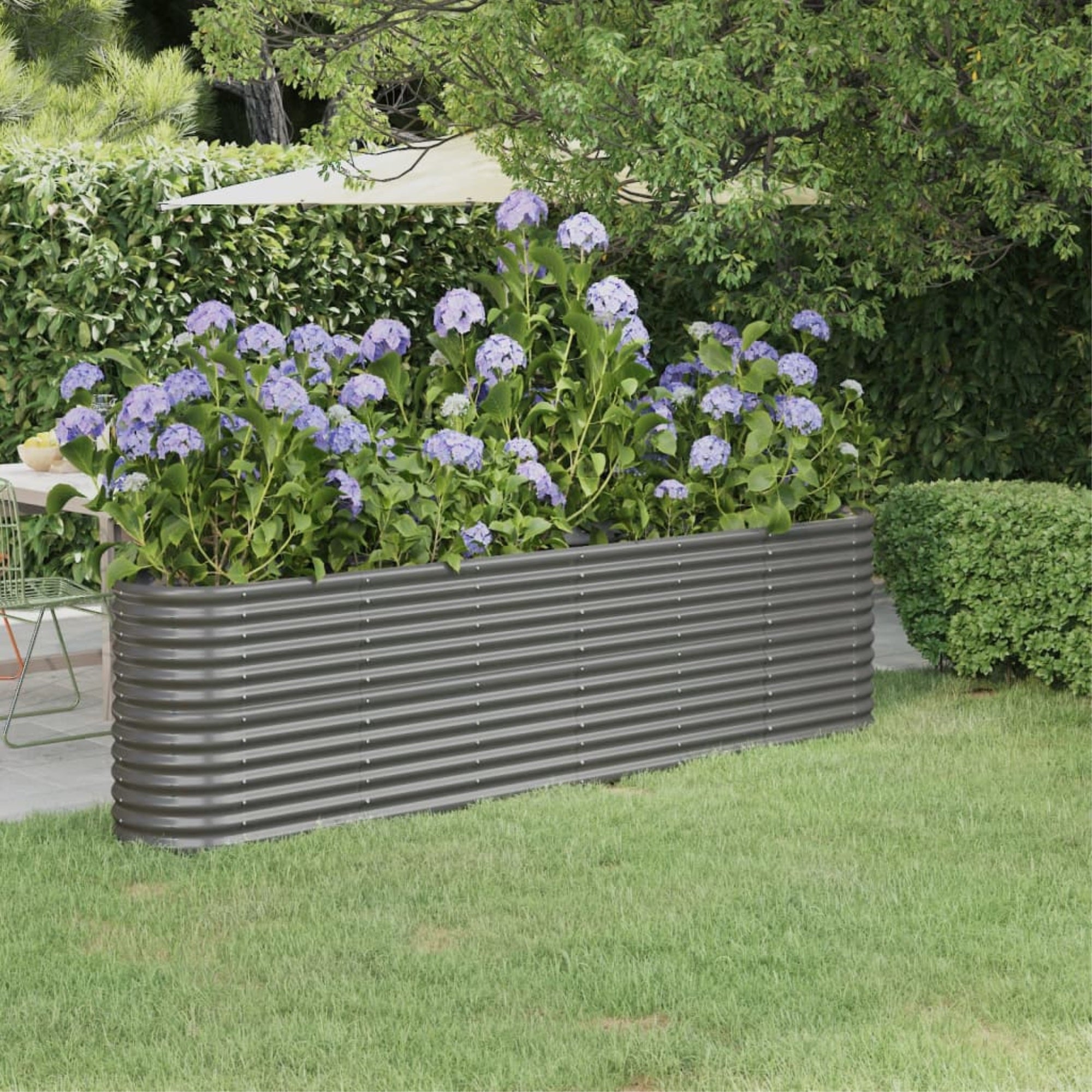Vidaxl Garden Raised Bed Powder-Coated Steel 102.4'X15.7'X26.8' Gray