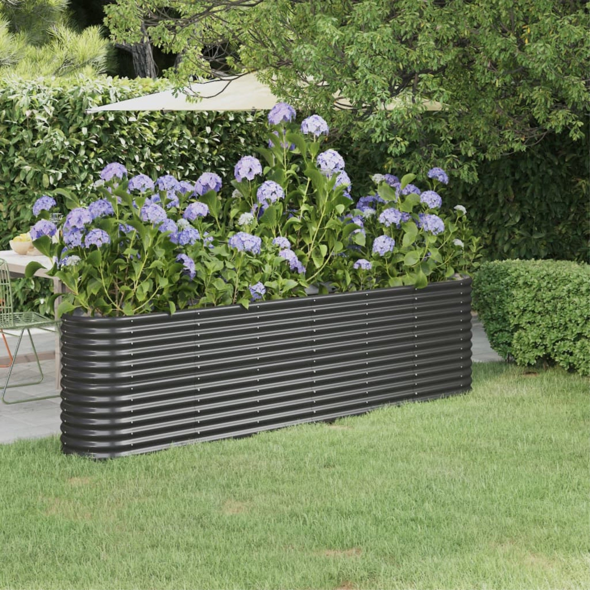 Vidaxl Garden Raised Bed Powder-Coated Steel 102.4'X15.7'X26.8' Anthracite