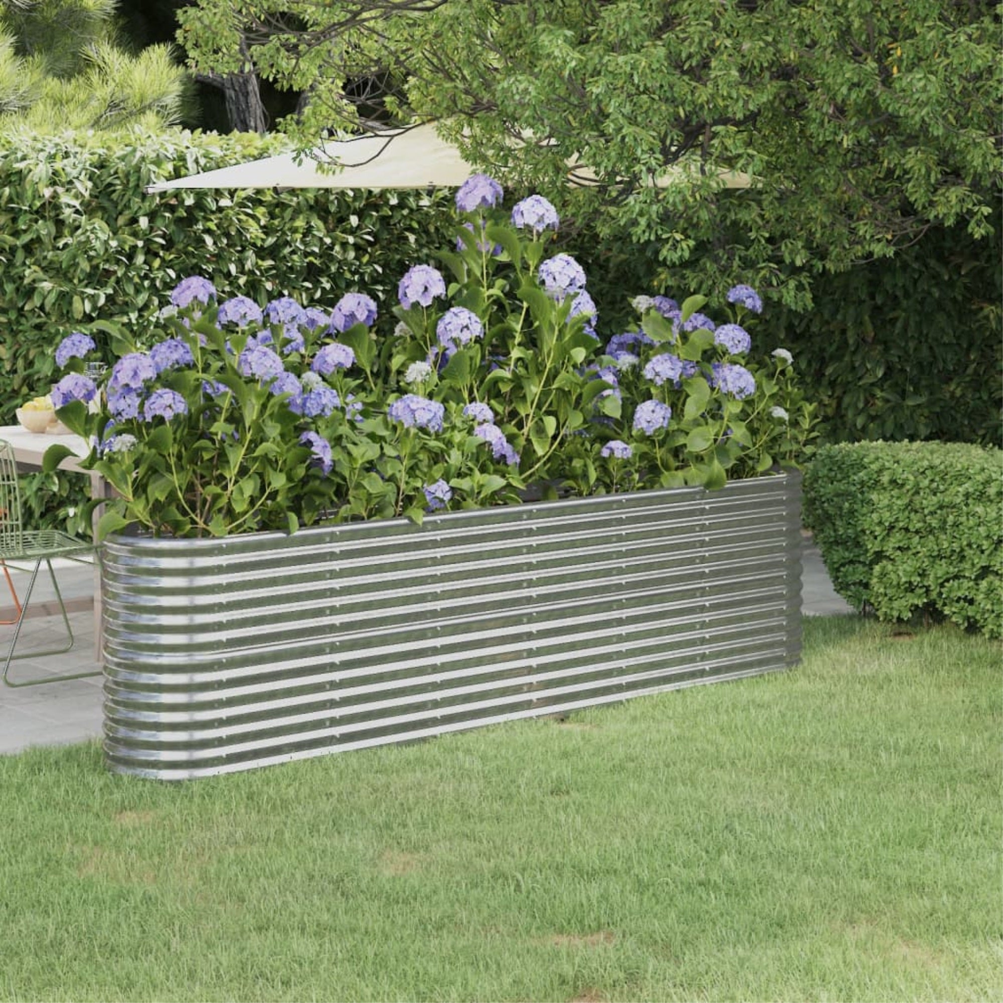 Vidaxl Garden Raised Bed Powder-Coated Steel 102.4'X15.7'X26.8' Silver