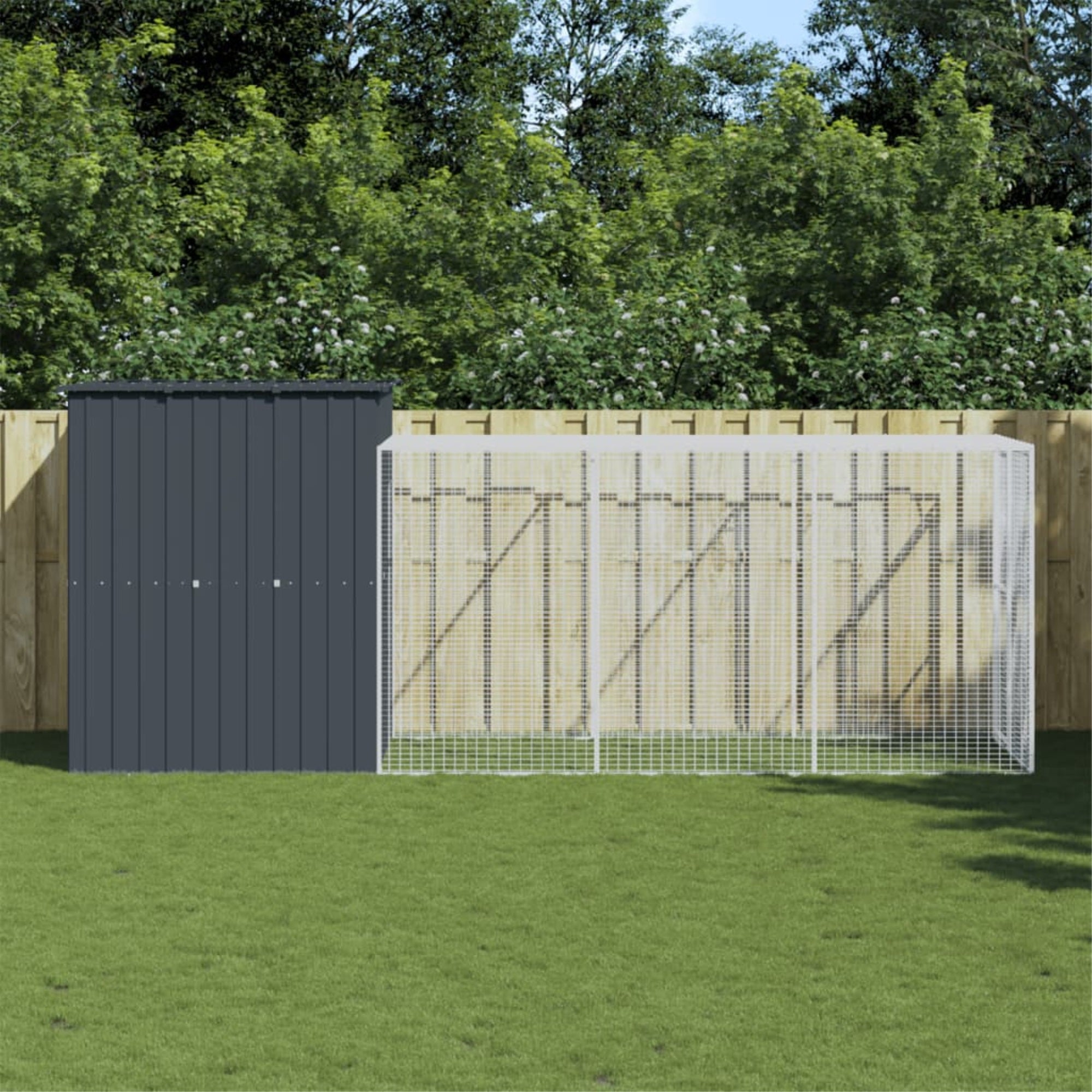 Vidaxl Chicken Cage With Run Anthracite 65'X179.1'X71.3' Galvanized Steel