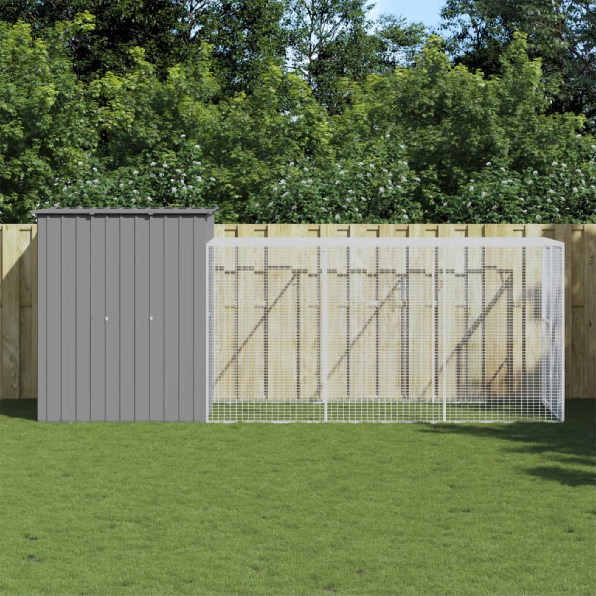 Vidaxl Chicken Cage With Run Light Gray 65'X179.1'X71.3' Galvanized Steel