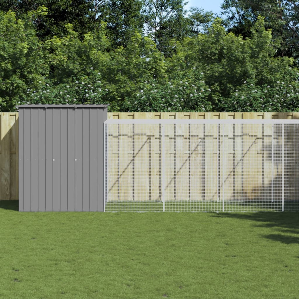 Vidaxl Chicken Cage With Run Light Gray 65'X420.1'X71.3' Galvanized Steel