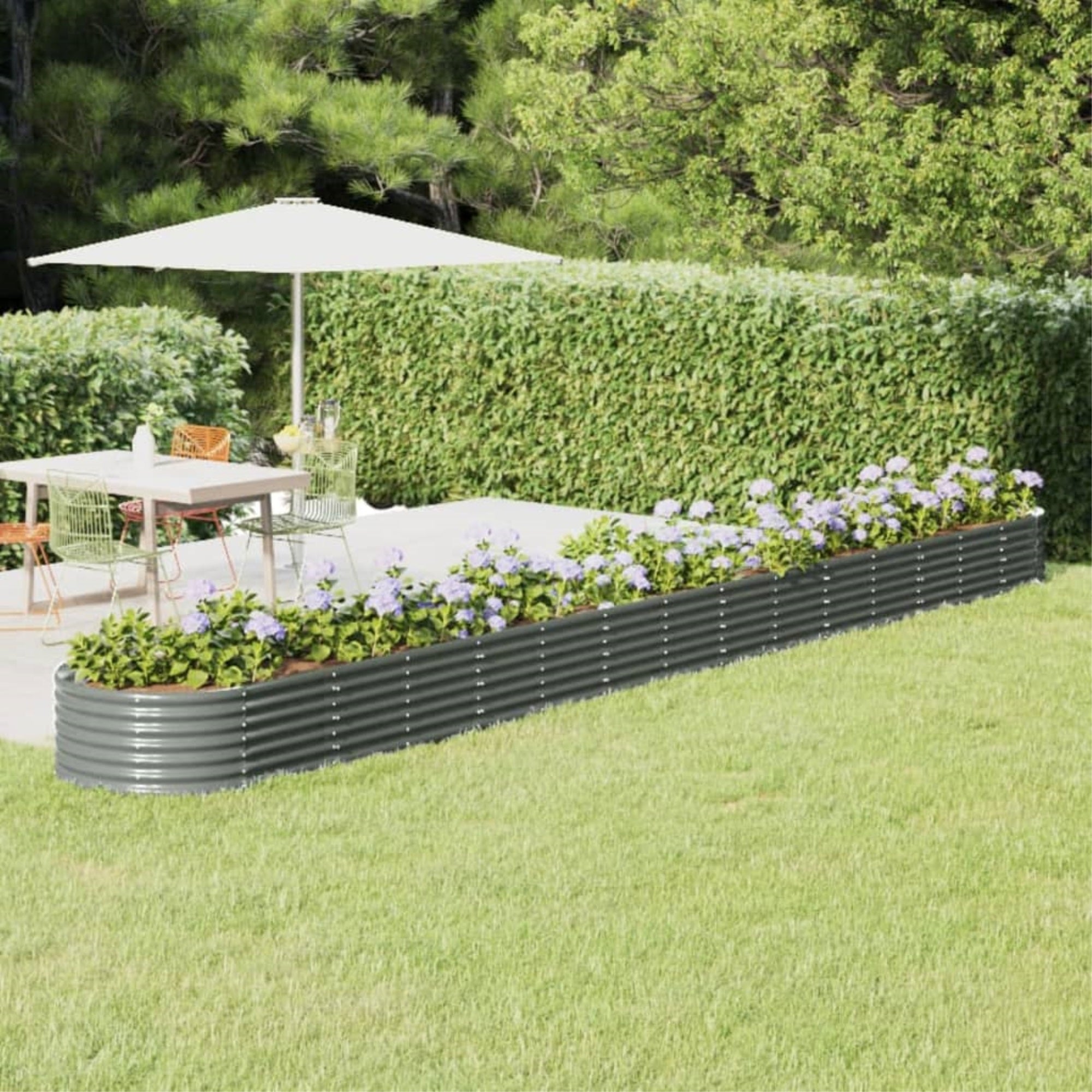 Vidaxl Garden Raised Bed Powder-Coated Steel 244.1'X31.5'X14.2' Gray