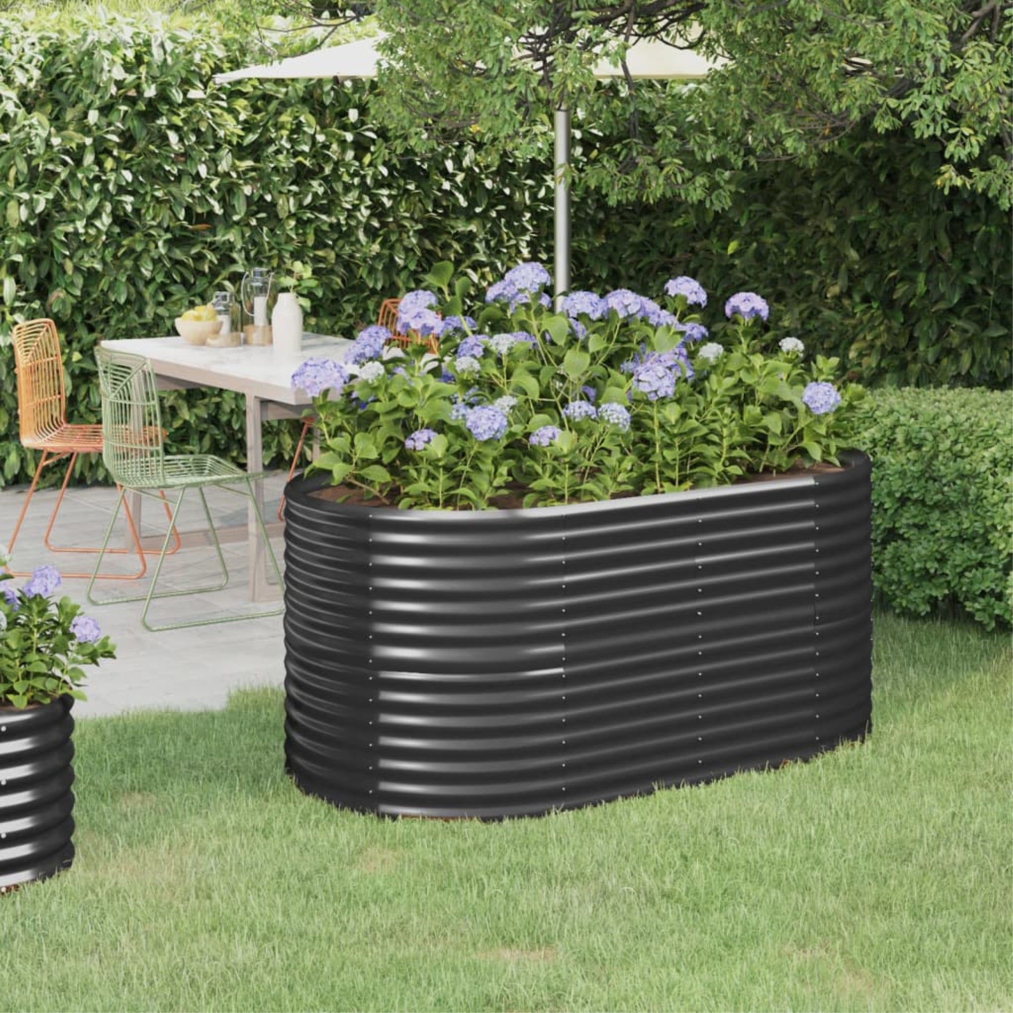 Vidaxl Garden Raised Bed Powder-Coated Steel 59.8'X31.5'X26.8' Anthracite