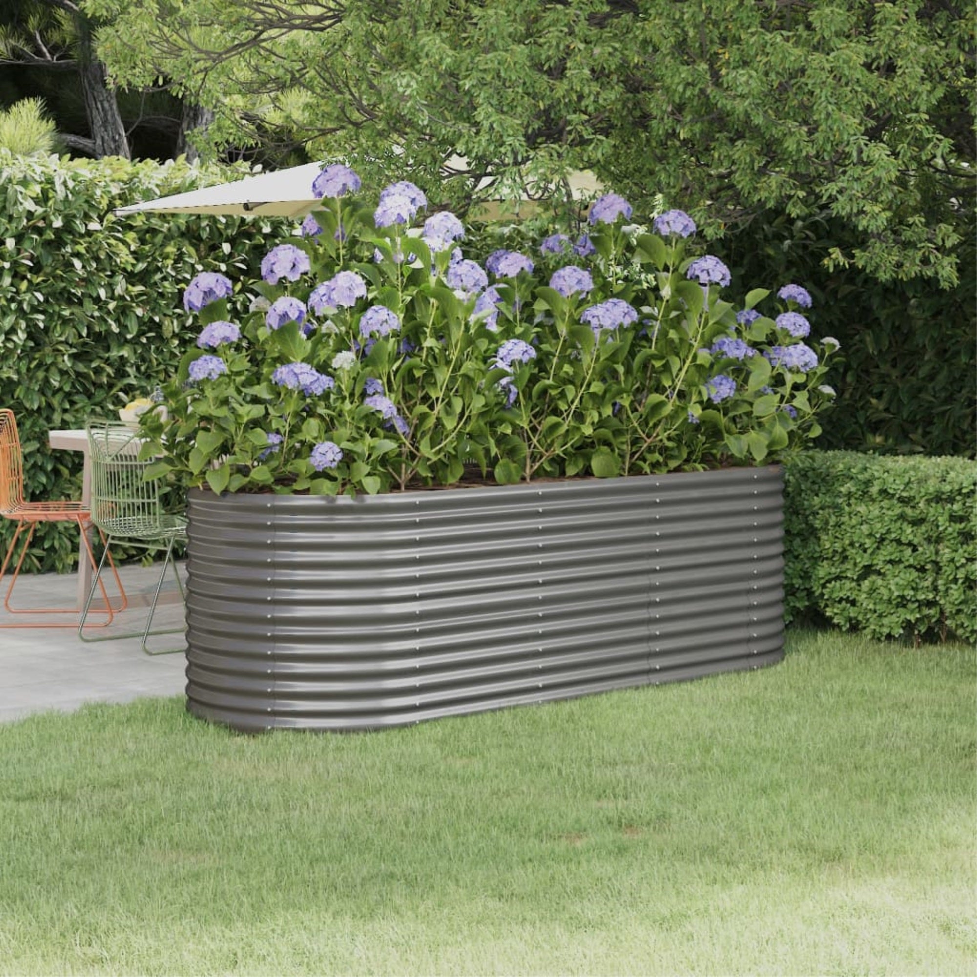 Vidaxl Garden Raised Bed Powder-Coated Steel 88.2'X31.5'X26.8' Gray