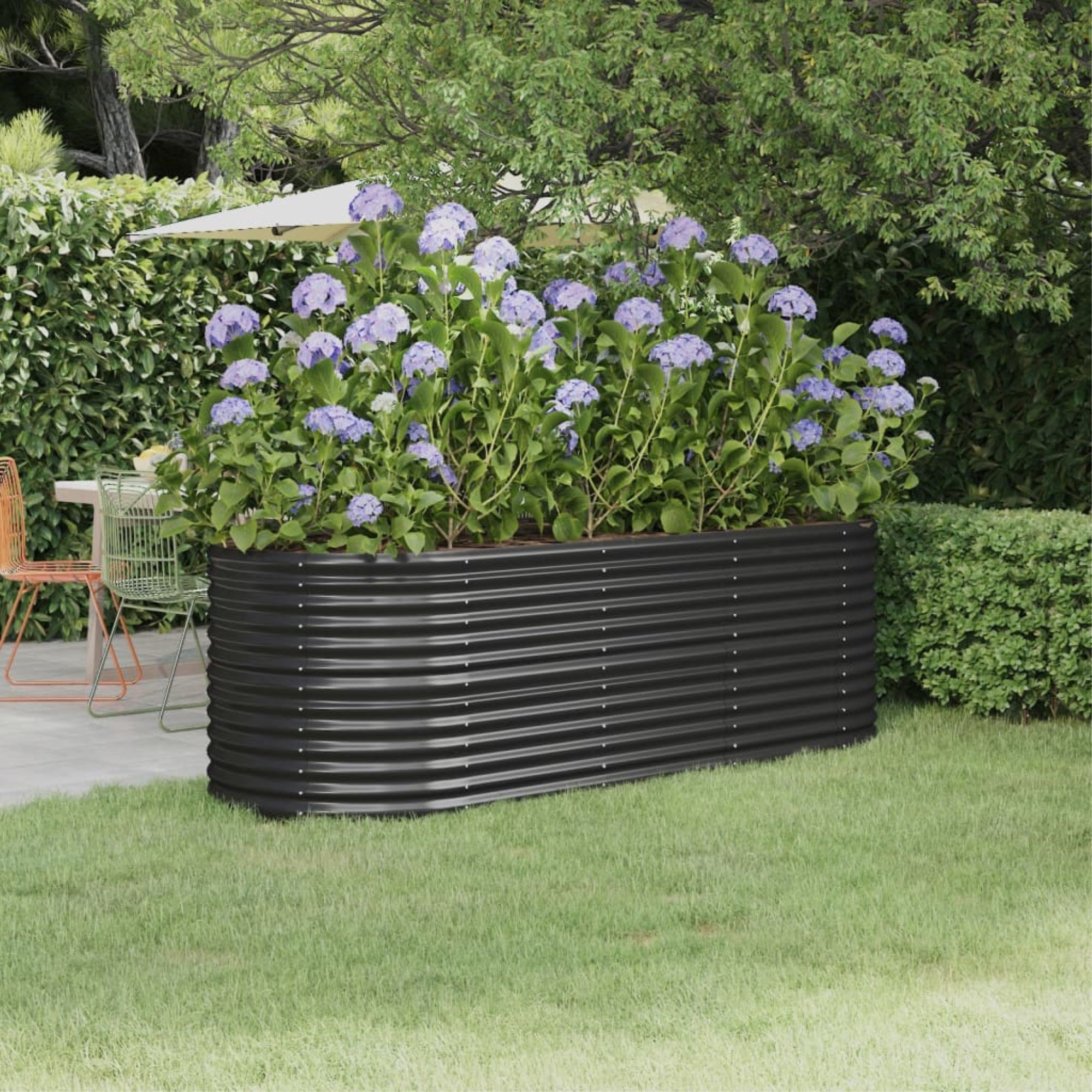 Vidaxl Garden Raised Bed Powder-Coated Steel 88.2'X31.5'X26.8' Anthracite