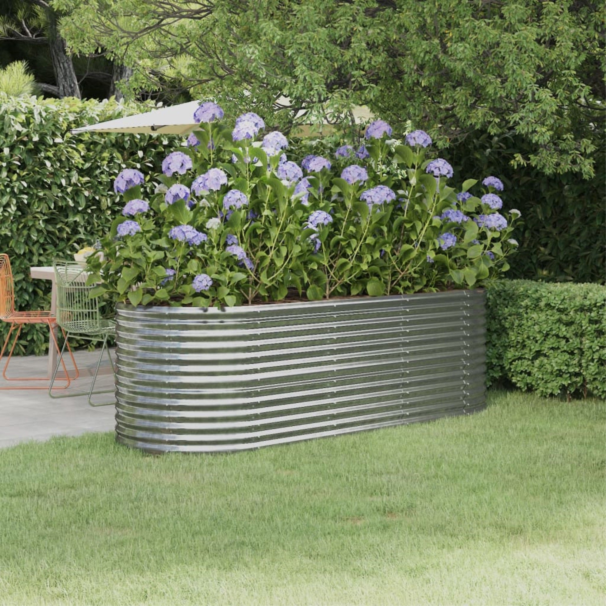 Vidaxl Garden Raised Bed Powder-Coated Steel 88.2'X31.5'X26.8' Silver