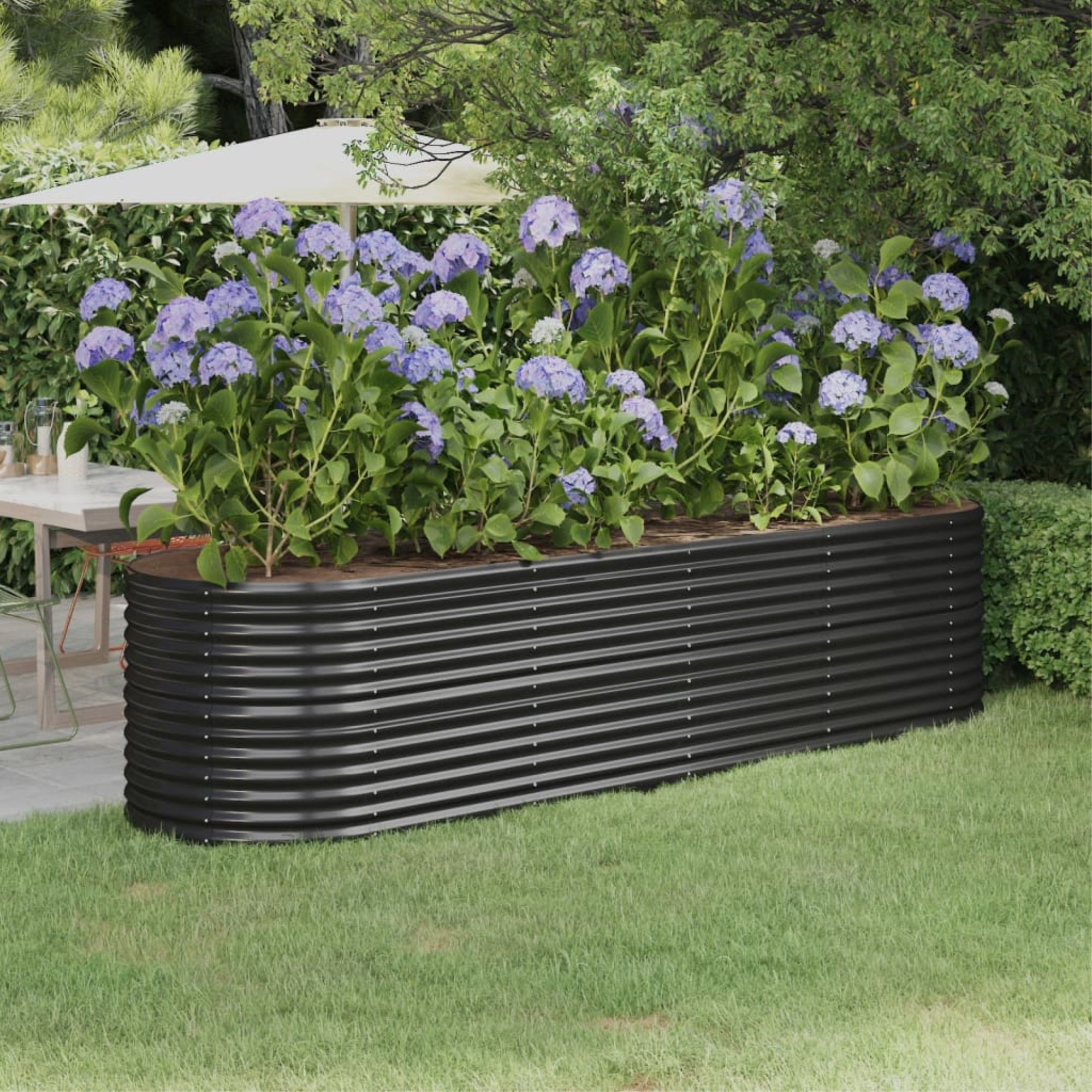 Vidaxl Garden Raised Bed Powder-Coated Steel 116.5'X31.5'X26.8' Anthracite