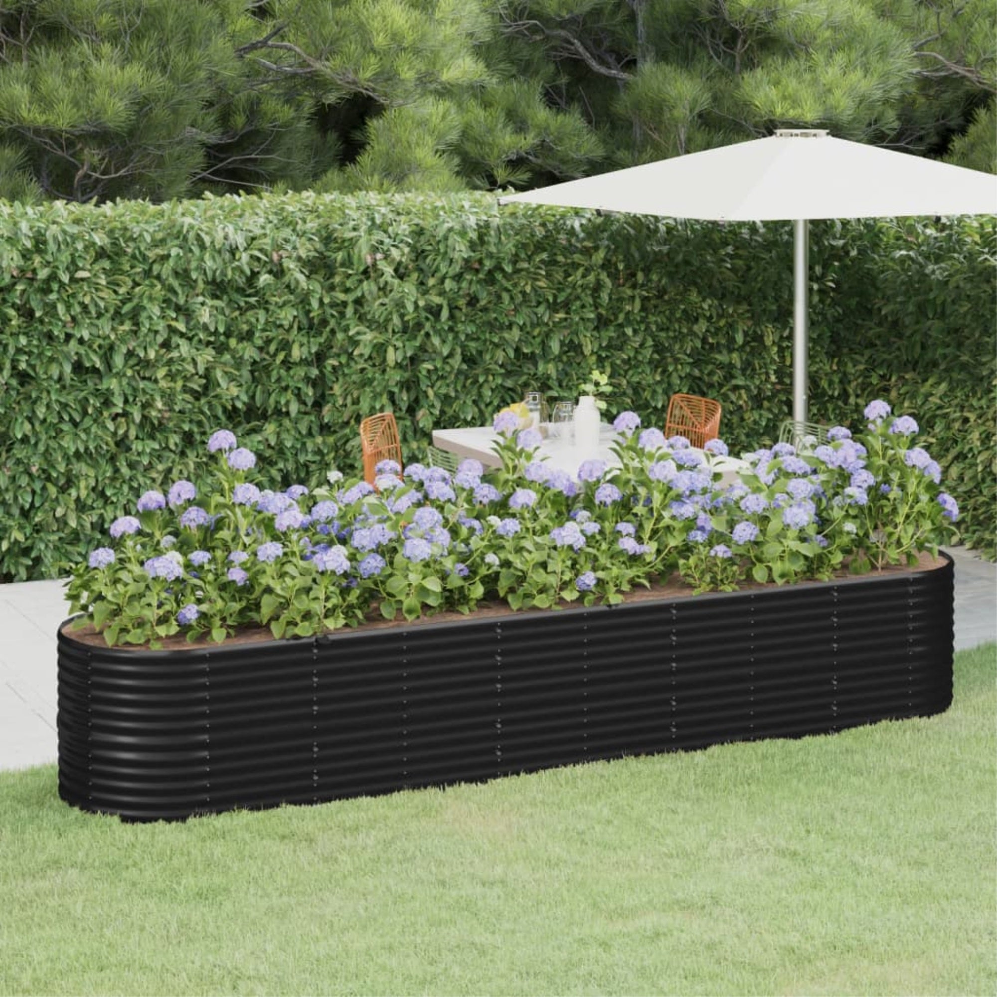 Vidaxl Garden Raised Bed Powder-Coated Steel 144.9'X31.5'X26.8' Anthracite