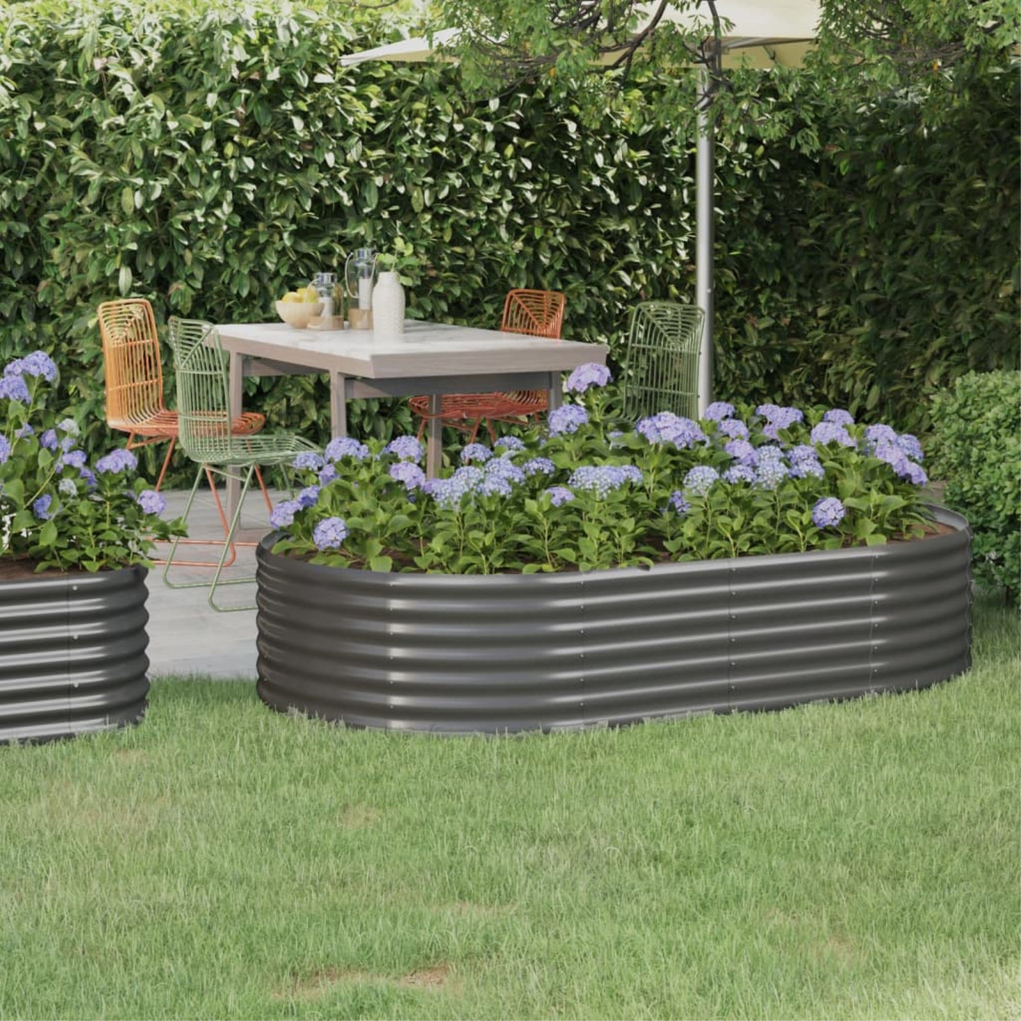 Vidaxl Garden Raised Bed Powder-Coated Steel 68.9'X39.4'X14.2' Gray