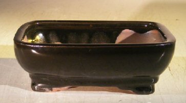 Black Ceramic Bonsai Pot - Rectangle<br>7.5. x 5.75 x 2.5