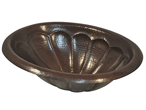 INNOVA COPPER OVAL BATH SINK PUMPKIN DESIGN ROUND LIP 19X14X6 G18 DARK BROWN