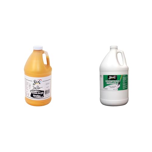 Casafoyer Versatemp Premium Acrylic Metallic Gold & Washable Tempera White Combo Kit for Craft and Art Projects