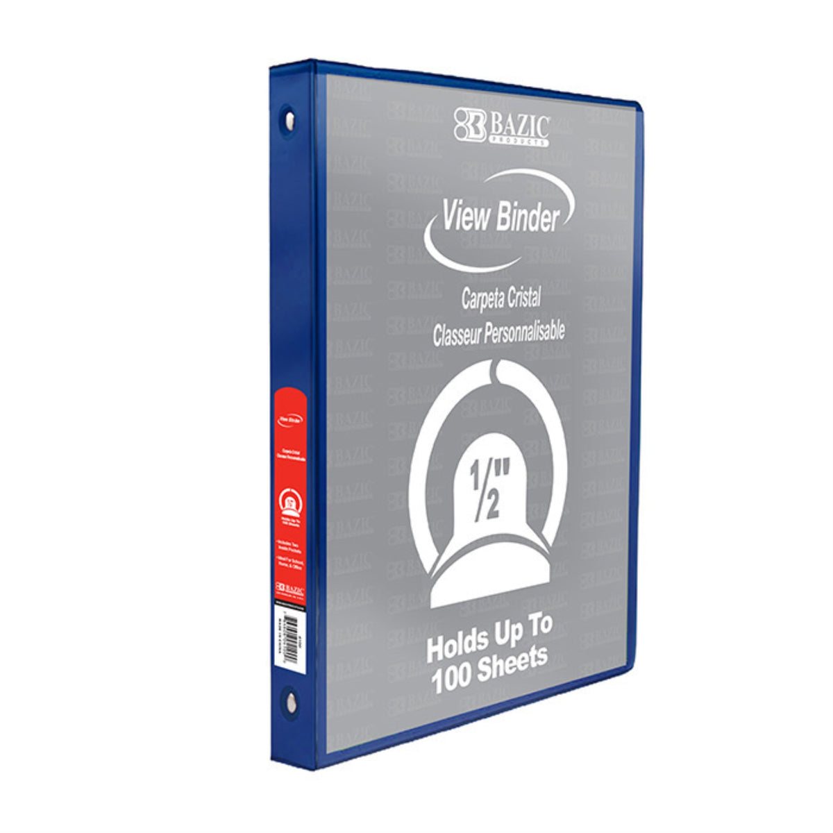 Bazic 1/2 Blue 3-Ring View Binder W/ 2-Pockets (Case Qty -12)