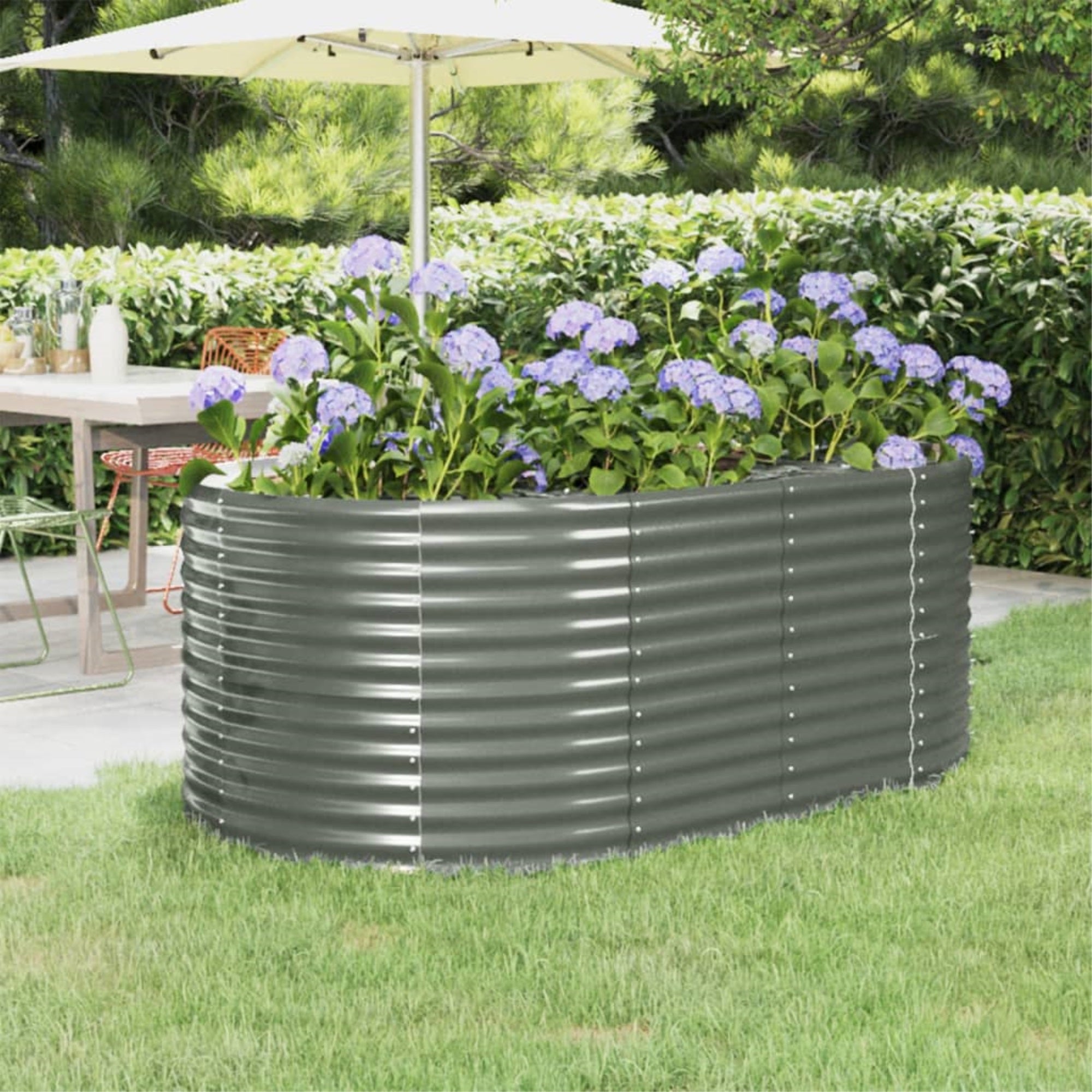 Vidaxl Garden Raised Bed Powder-Coated Steel 68.9'X39.4'X26.8' Gray