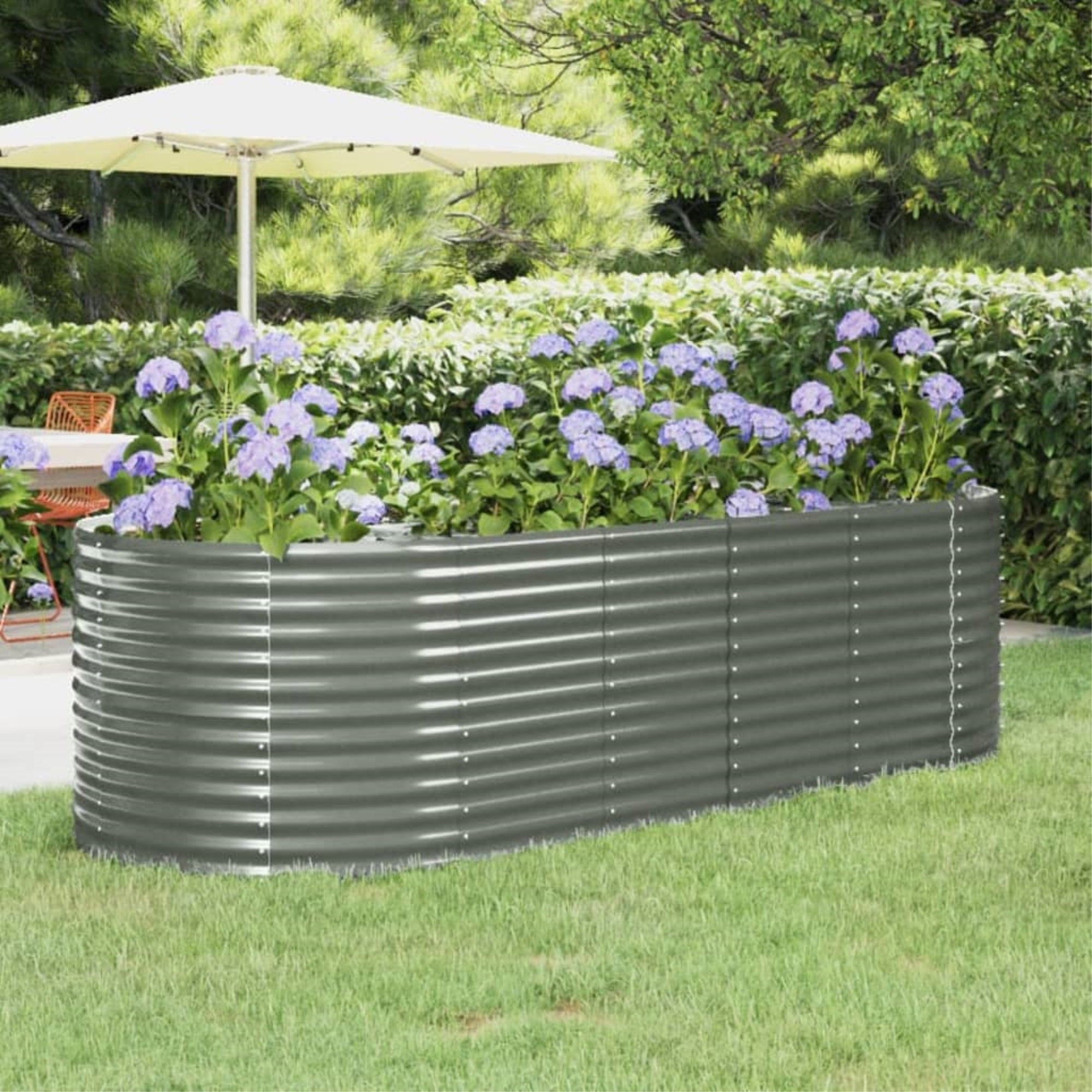 Vidaxl Garden Raised Bed Powder-Coated Steel 98'X39.4'X26.8' Gray